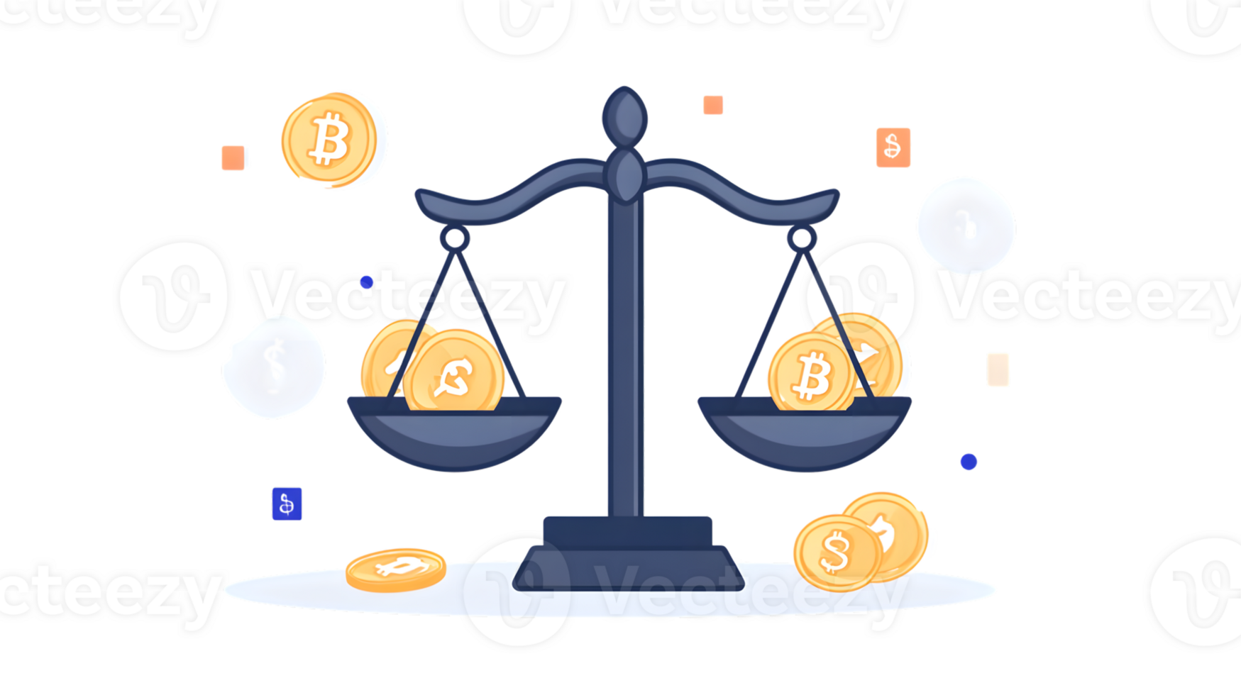 Balancing Act Cryptocurrency and Fiat Currency on a Scale png