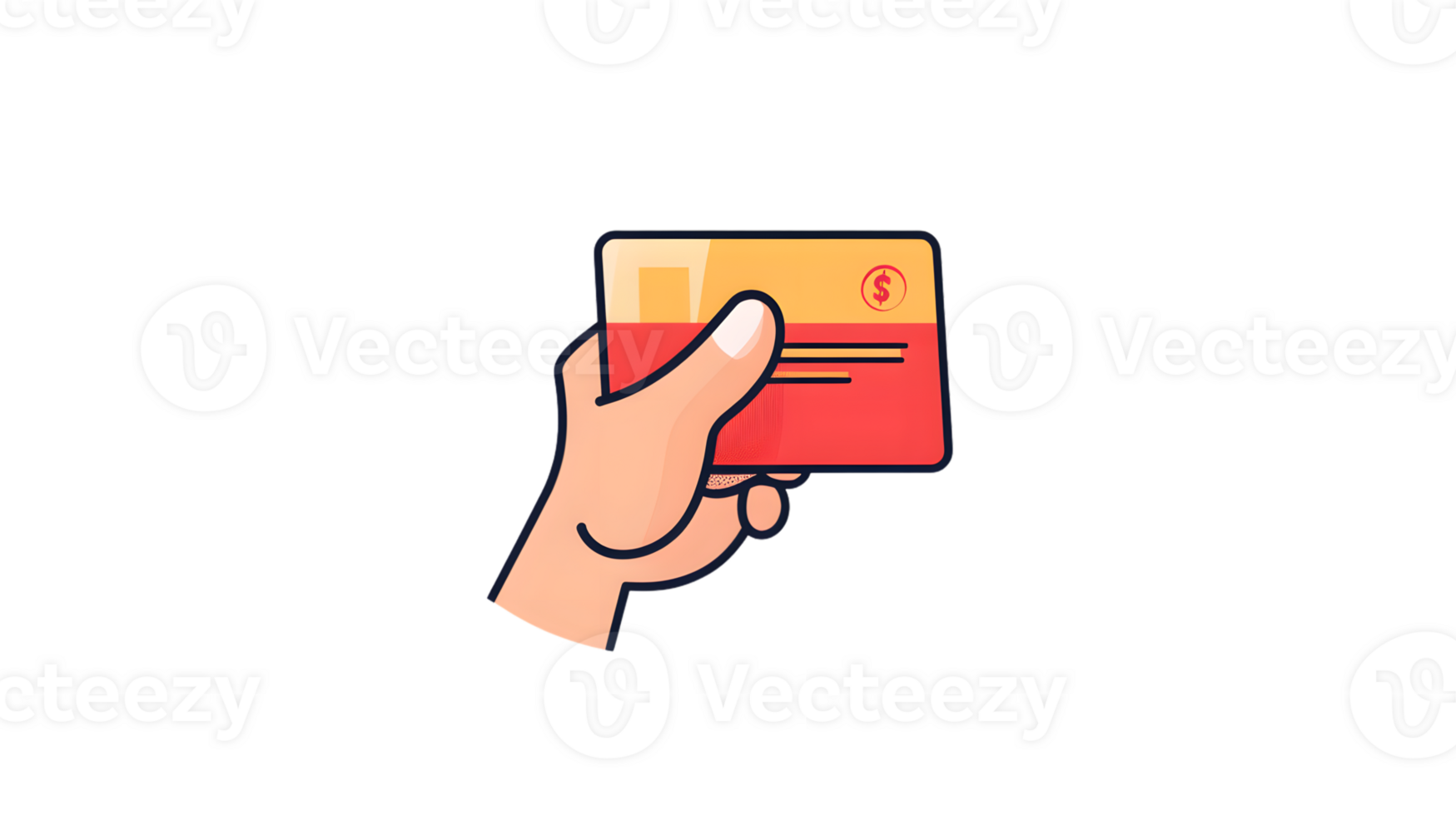 Cartoon hand holding a credit card illustration online payment finance banking png