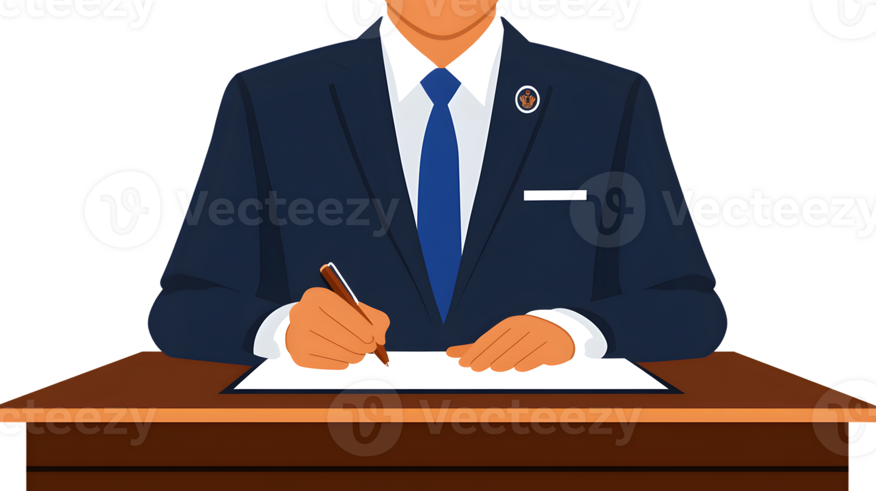 Businessman Signing Documents at Desk Professional Office Work Corporate Executive Writing F png