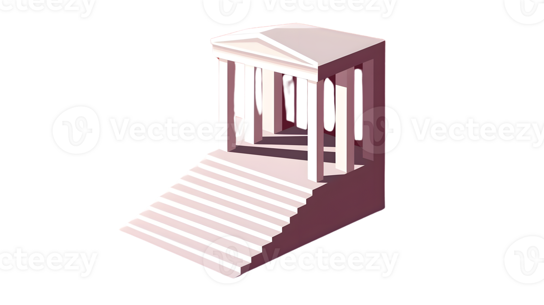 Classical Architecture with Columns and Stairs A Minimalist 3D Illustration for Design Art a png