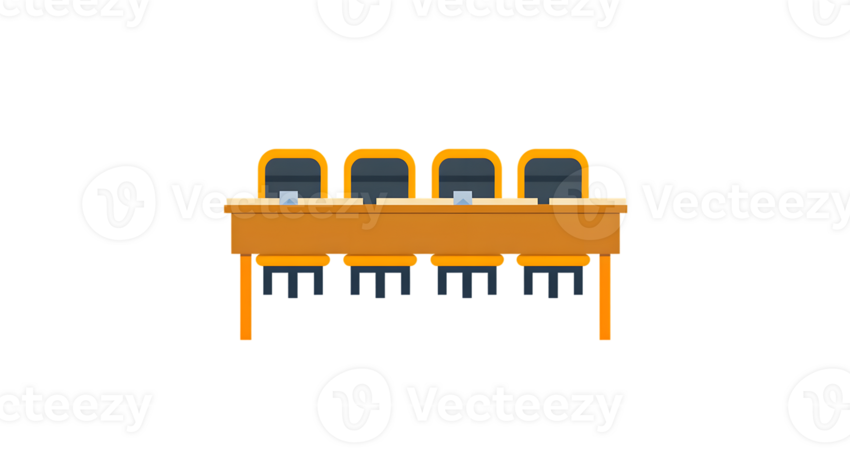 Classroom Setup with Long Table and Chairs for Educational or Meeting Purposes png