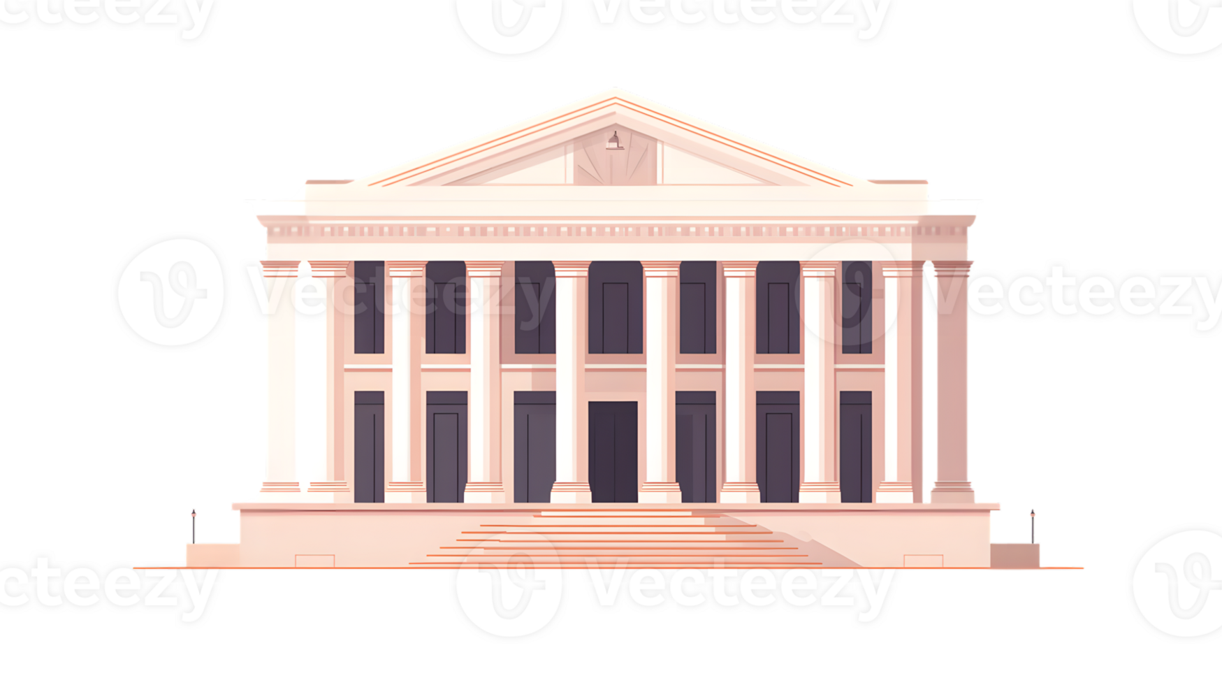 Classical Architecture with Columns and Pediment Ideal for Historical Cultural and Education png