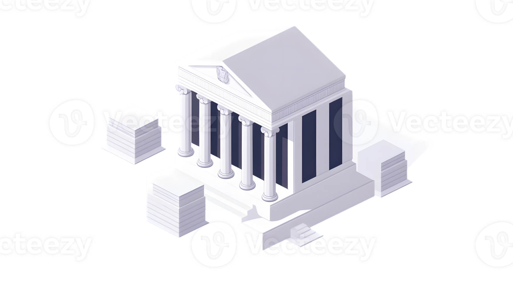 Classical Architecture with Pillars and Stacked Documents Ideal for Law Education and Govern png
