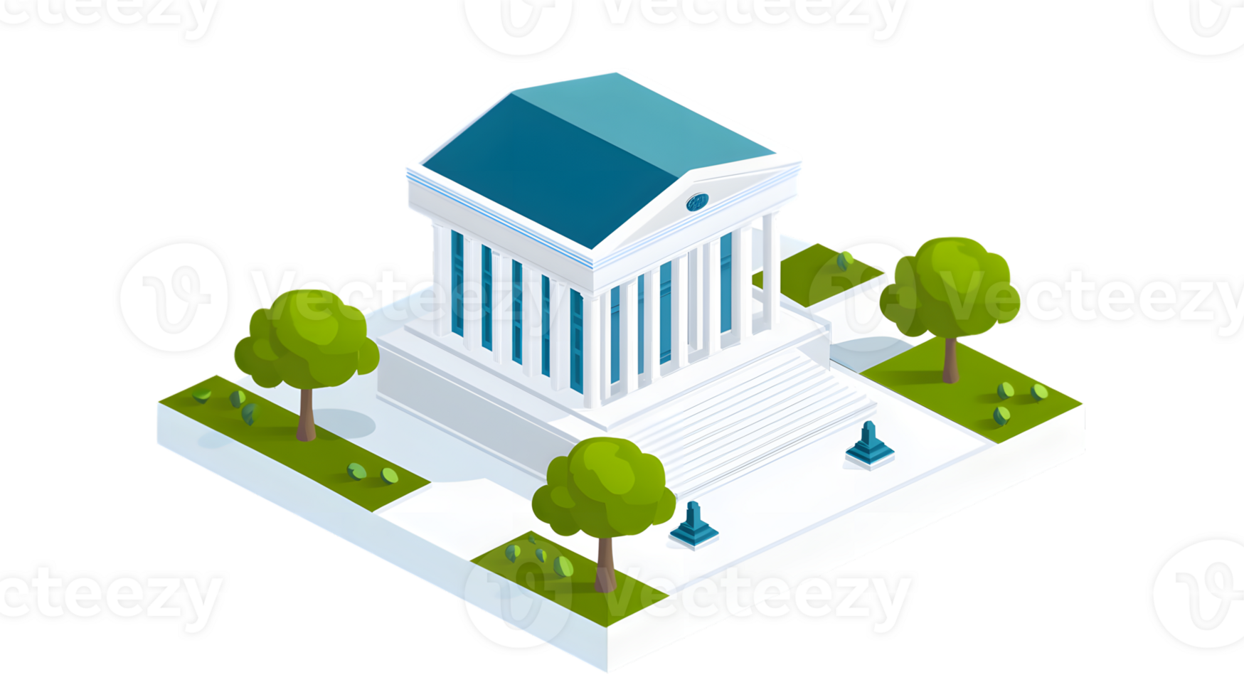 Classical Architecture with Greenery A Illustration of a Monumental Building Surrounded png