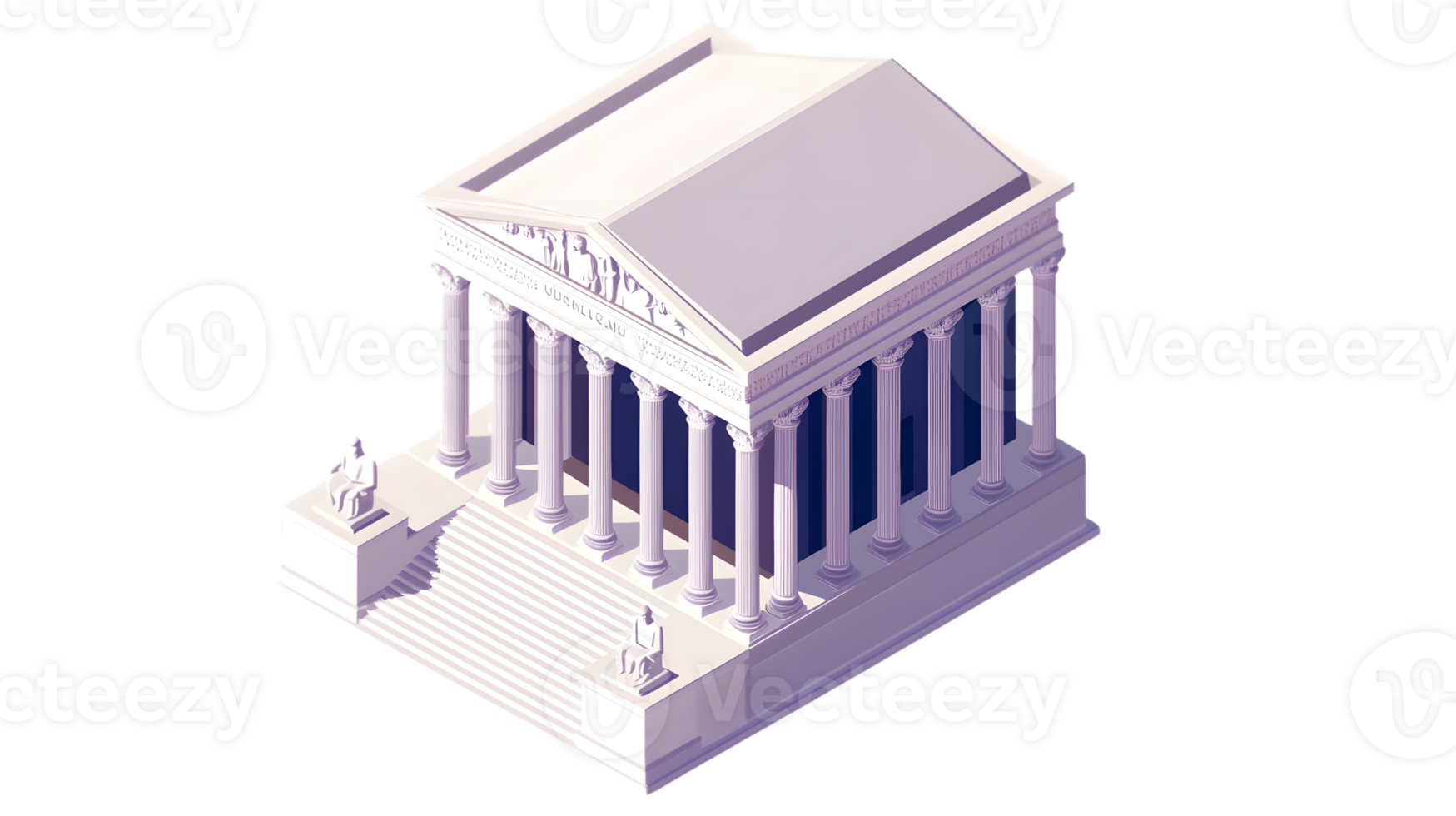 Classical Architecture with Pillars and Statues A Detailed Illustration of Historical Design E png
