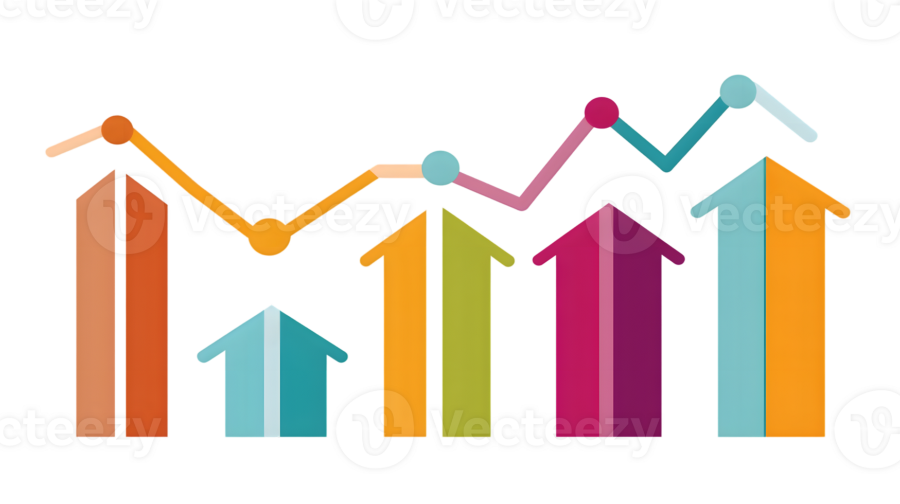 Colorful Arrows and Graph Lines Representing Growth and Progress in Business and Finance png
