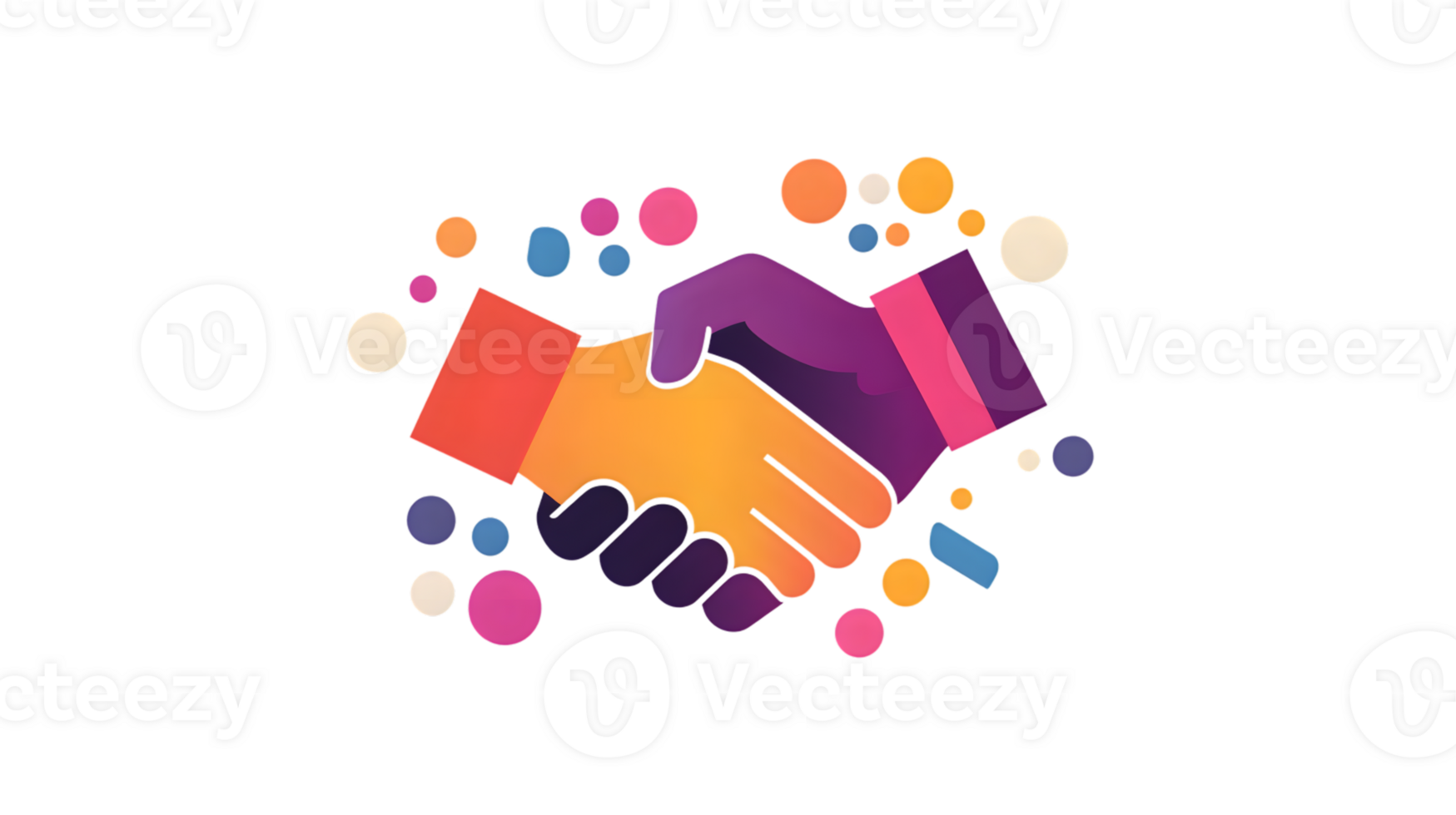 Colorful Handshake Illustration with Vibrant Circles for Collaboration and Partnership Concepts png