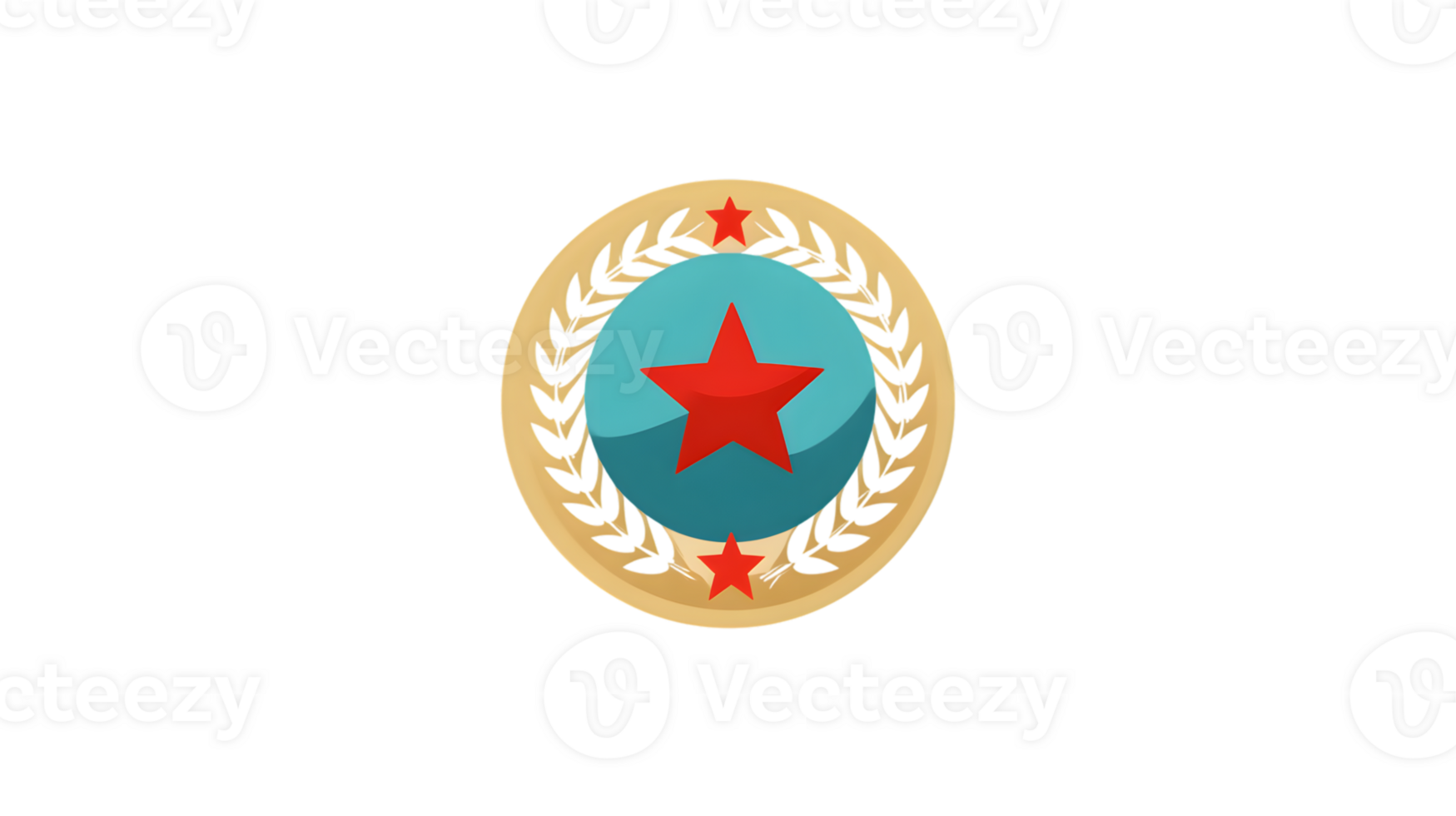 Emblem with Red Star and Laurel Wreath on Blue Circle Ideal for Military Government or Histo png