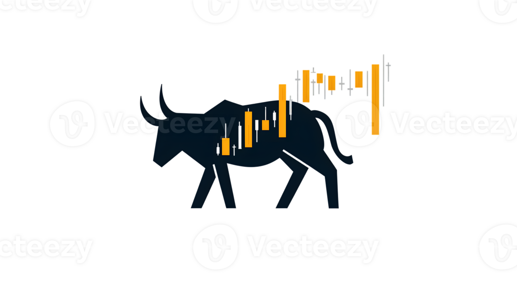 Financial Bull Market Trend with Candlestick Chart Overlay png