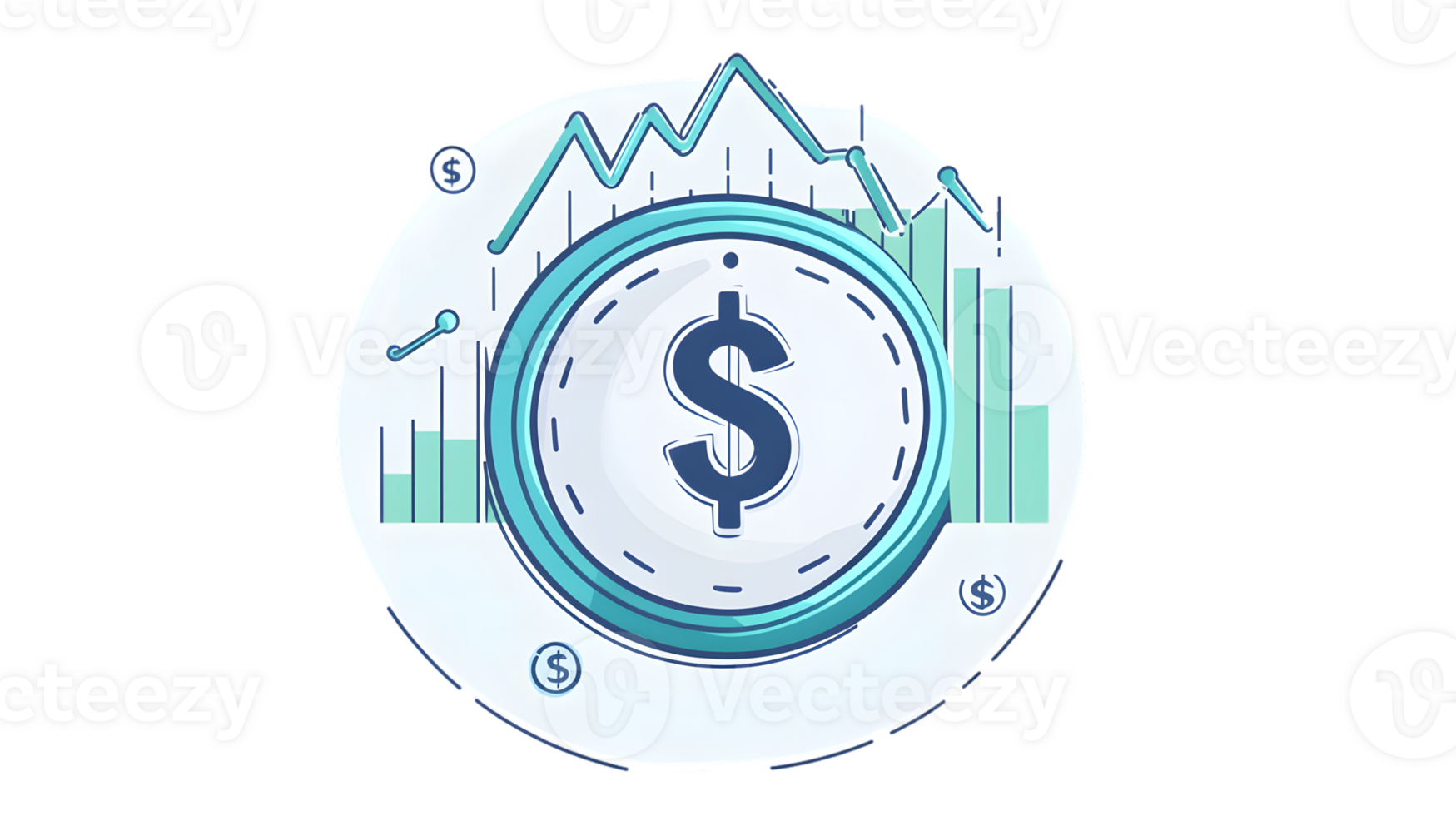 Financial Growth and Analysis Icon with Dollar Sign Graphs and Statistics for Business and Ec png