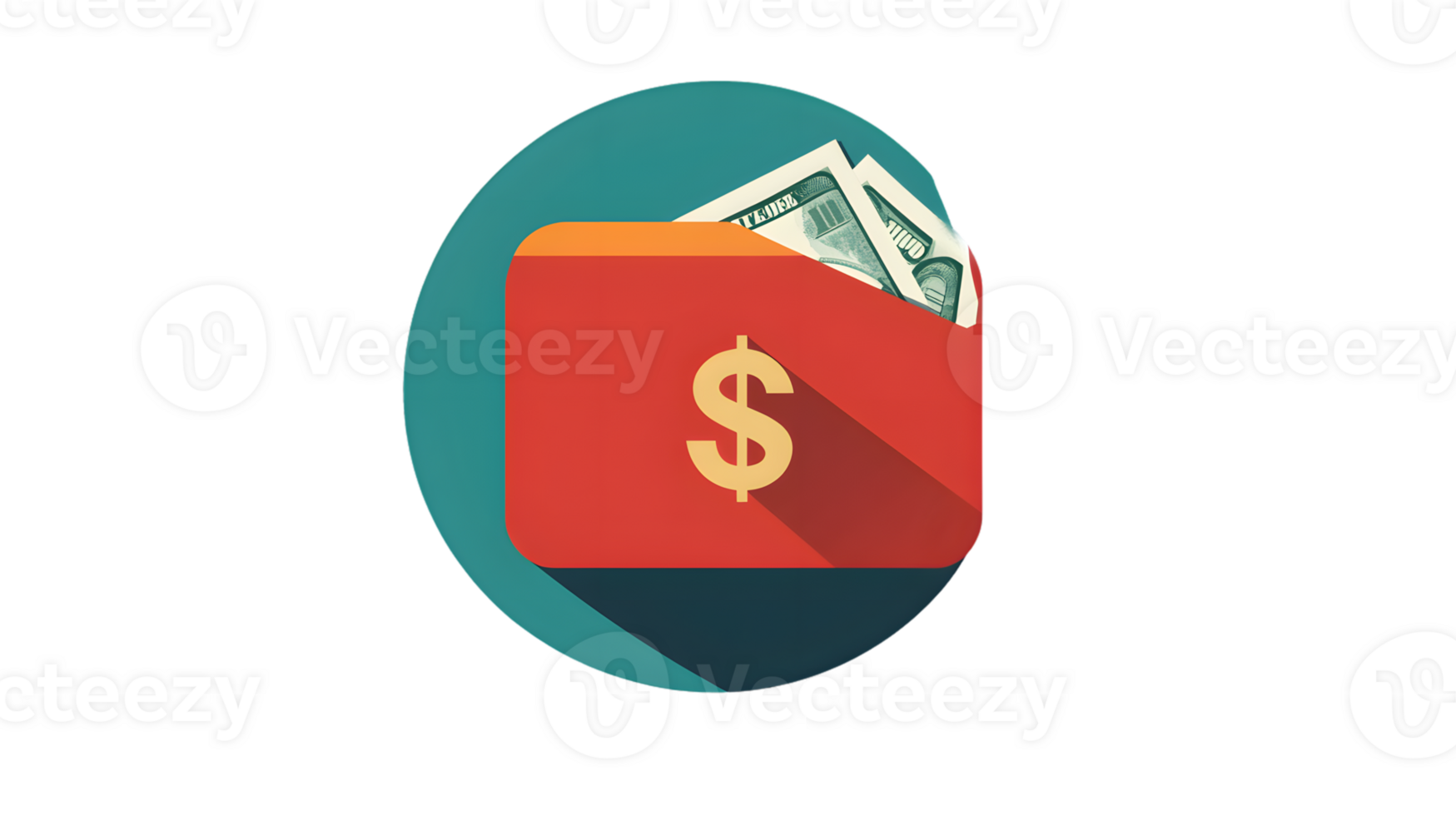 Financial Security A Red Wallet Overflowing with Money Dollar Sign Icon Budgeting and Saving png