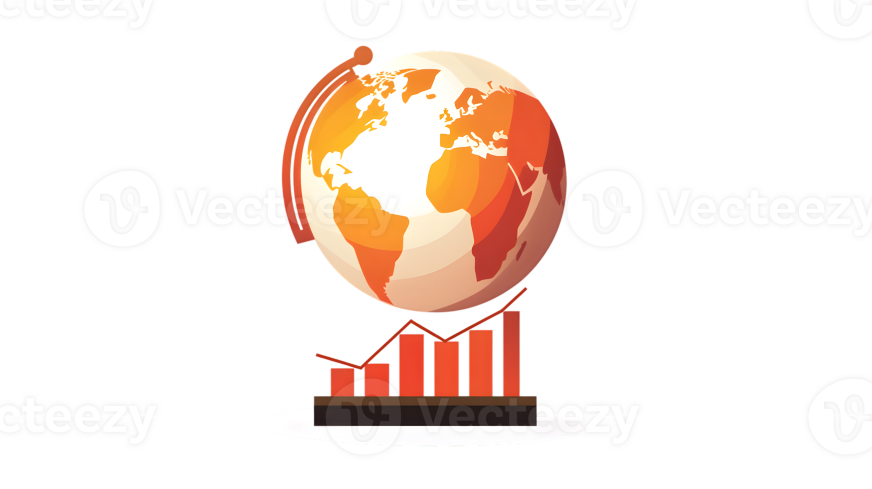 Global Business Growth A Rising Bar Chart and Earth Globe Symbolizing International Success png