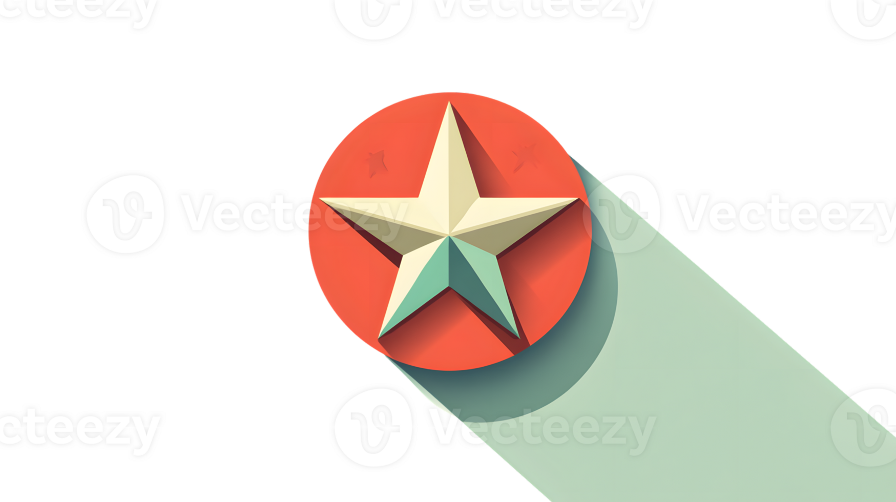 Geometric Star Design on Red Circle with Shadow Modern 3D Illustration for Creative Projects a png