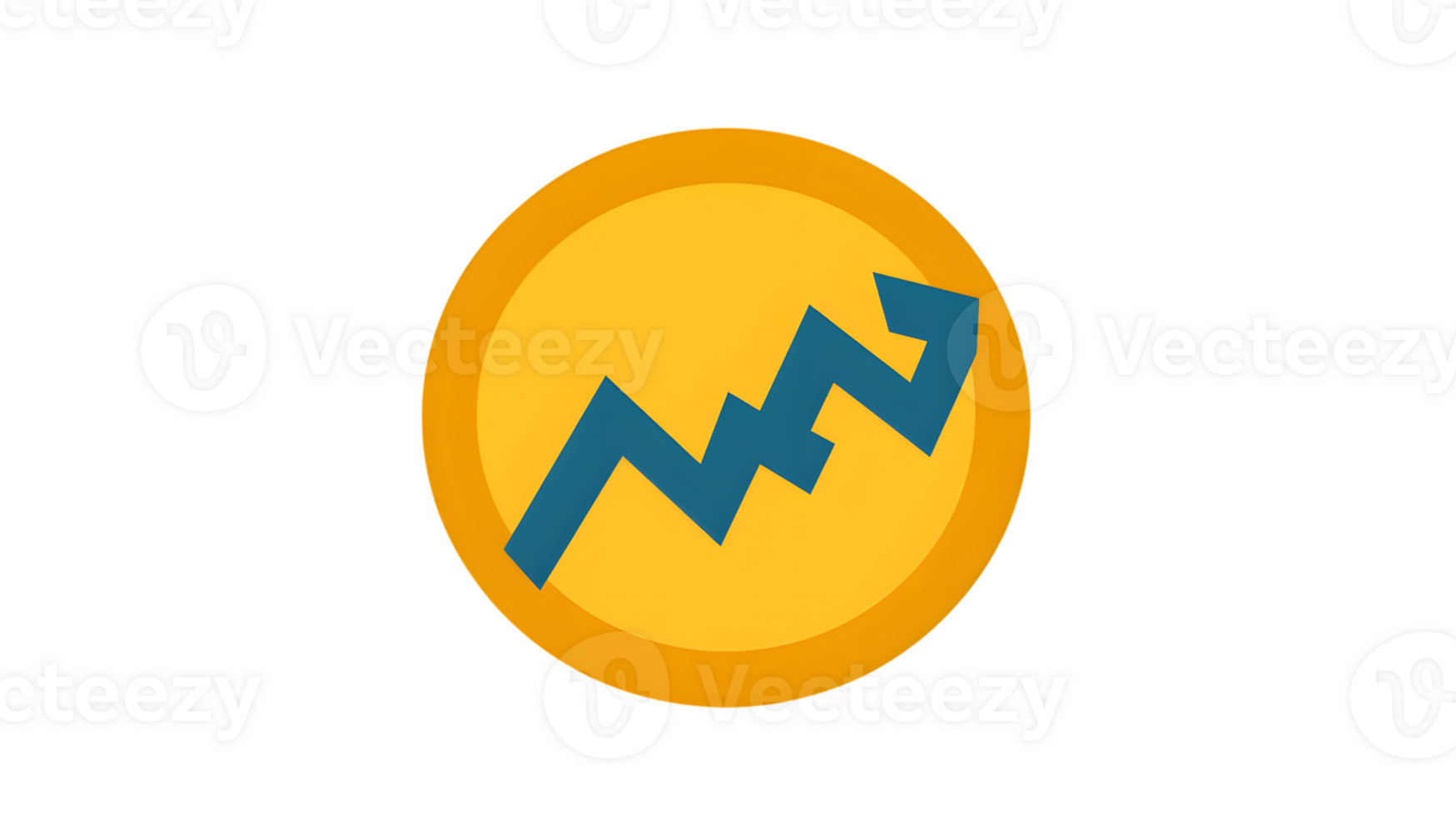 Golden Coin with Upward Trending Arrow Symbolizing Growth and Success in Finance png