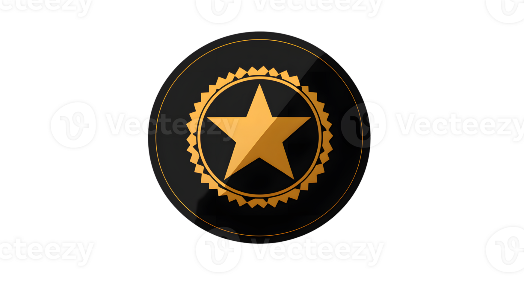 Golden Star Emblem on Black Background Iconic Design for Awards Badges and Recognition png
