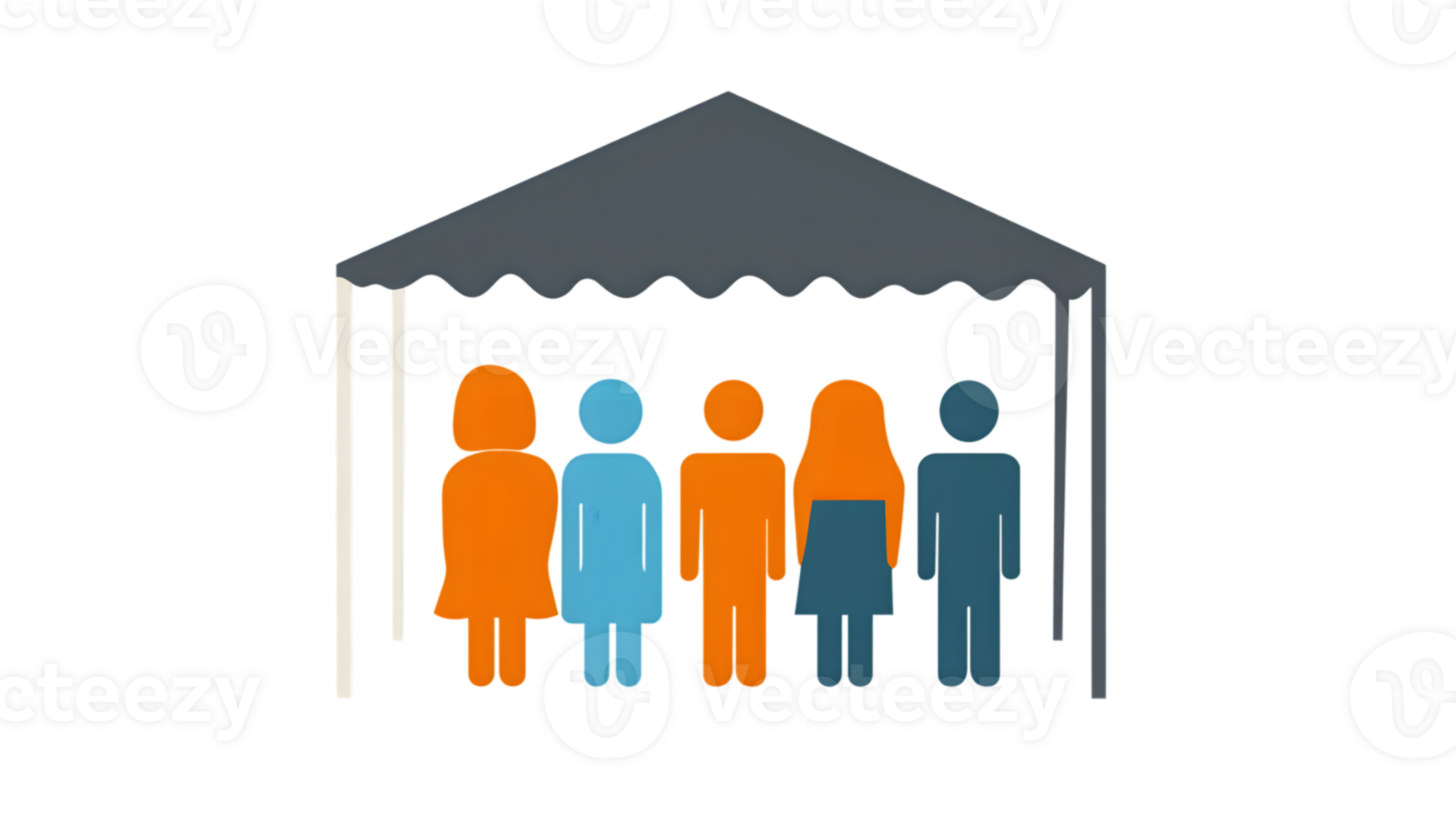 Group of Colorful Silhouettes Under a Tent for Community Events and Gatherings png