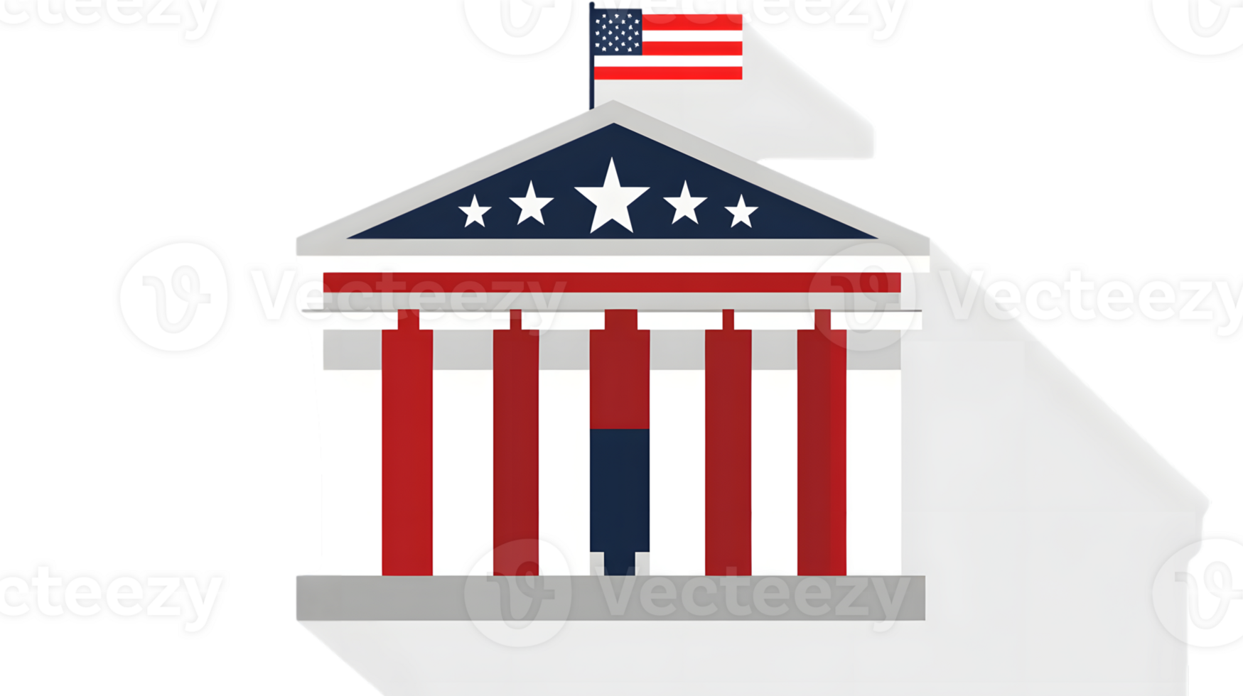 Government building patriotic american flag columns illustration graphic design politica png
