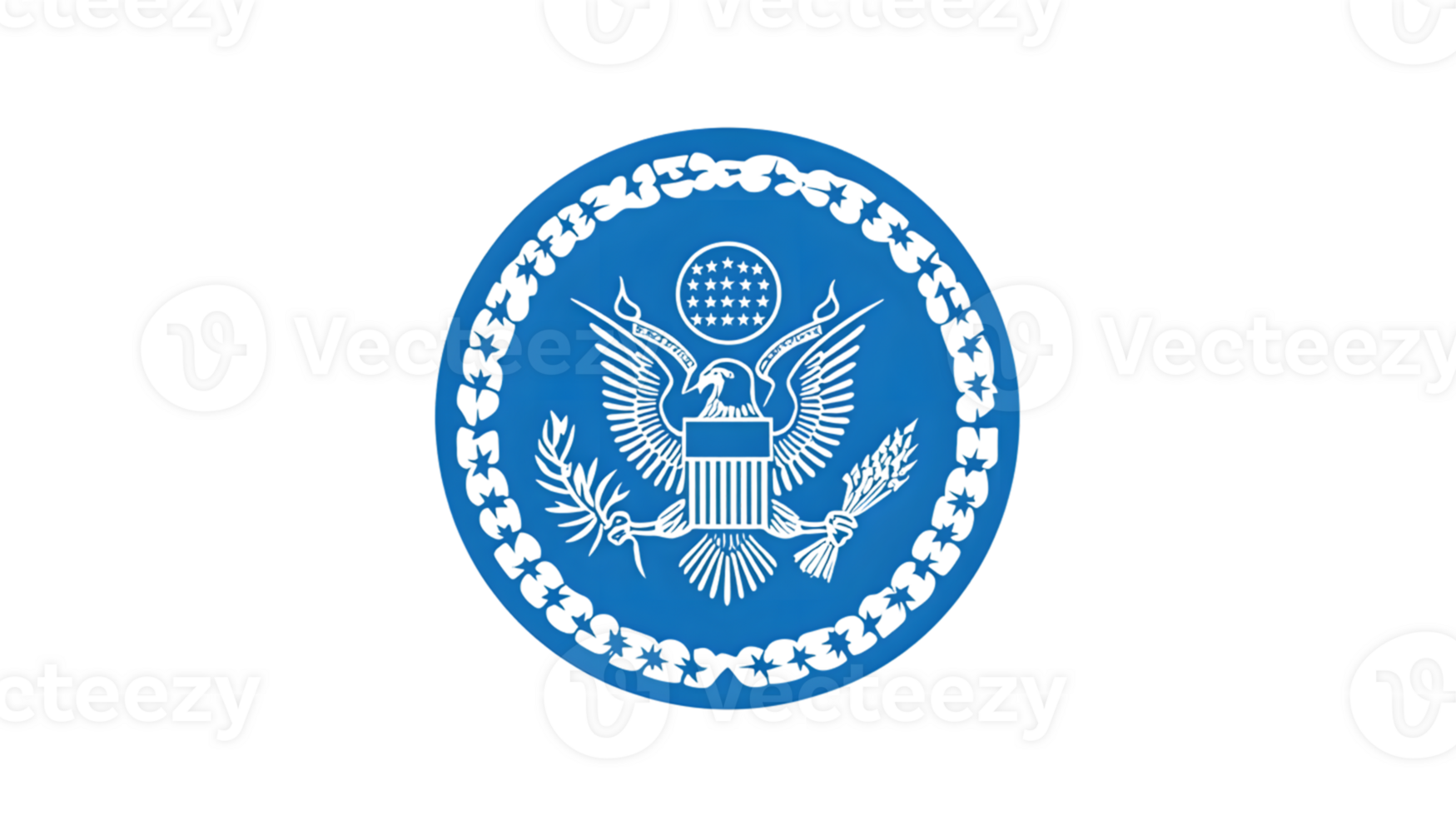 Heraldic Emblem with Eagle and Shield Design on Blue Background Symbolizing Authority and Unit png