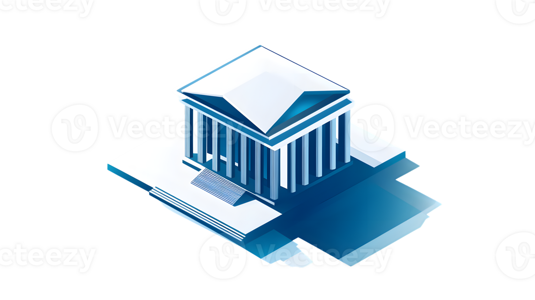 Isometric illustration of a classical building with columns and steps png
