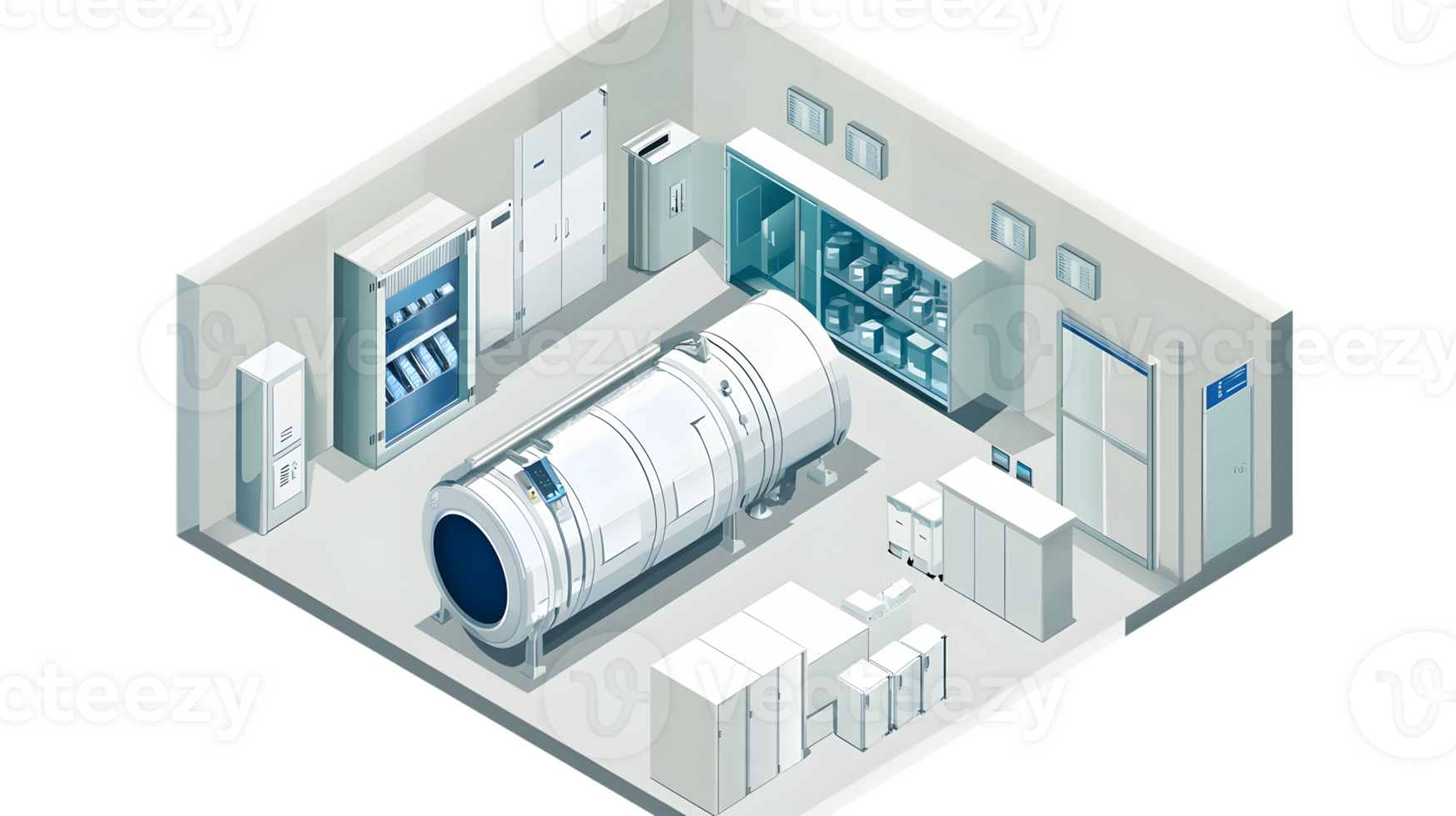 Medical Imaging Room with Advanced Diagnostic Equipment and Storage Solutions png