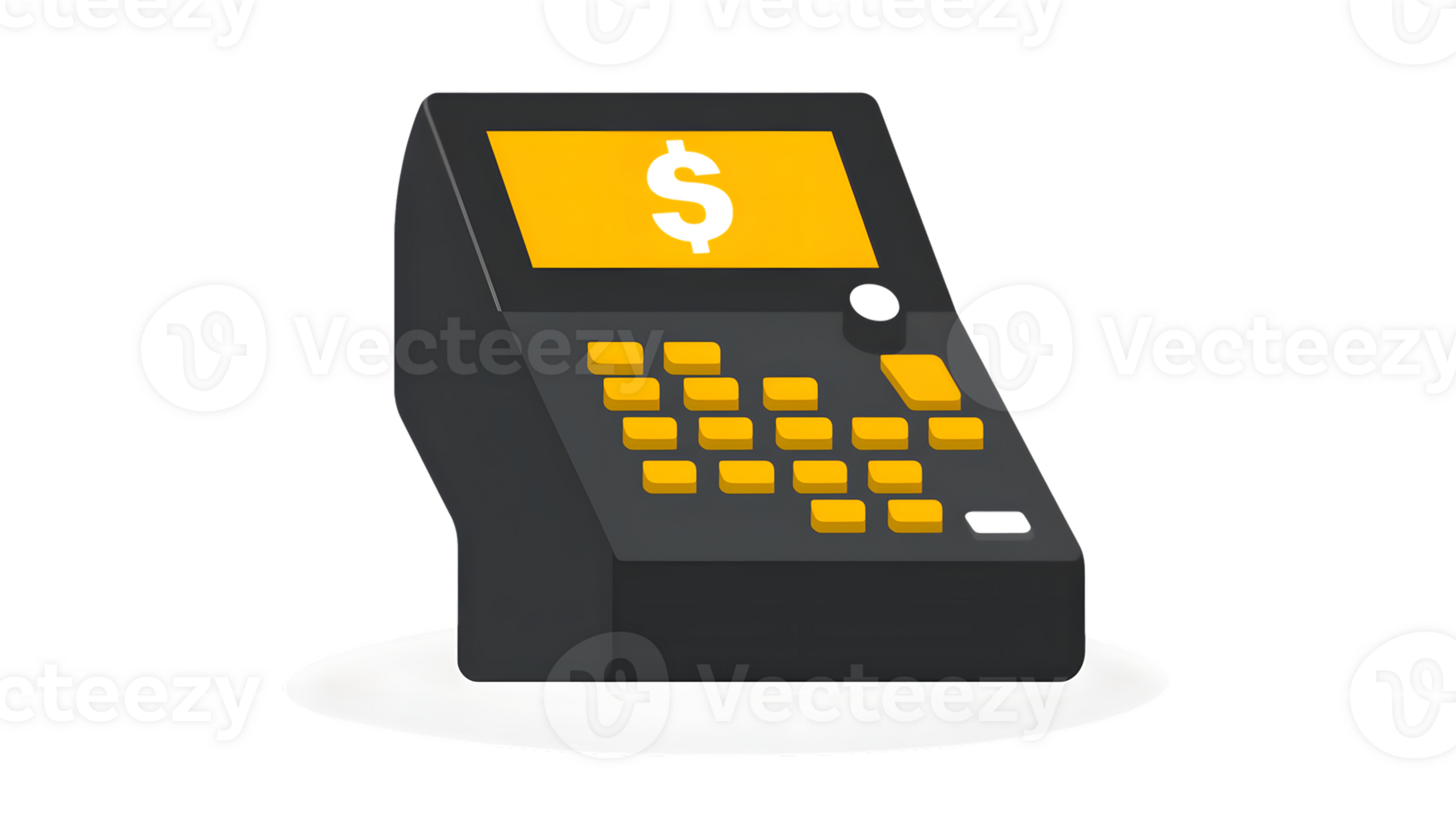 Payment Terminal with Dollar Sign Display and Keypad for Financial Transactions png