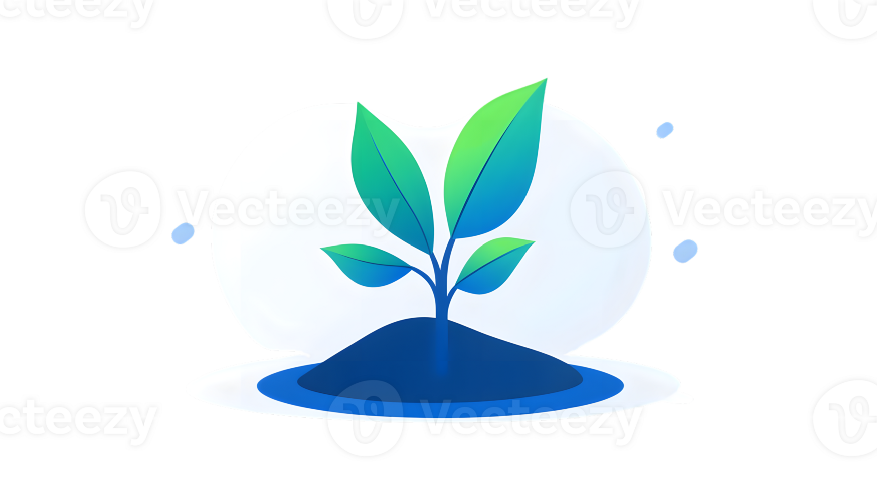 Plant Growth in Water Bubble EcoFriendly Concept with Blue and Green Leaves Sustainability S png