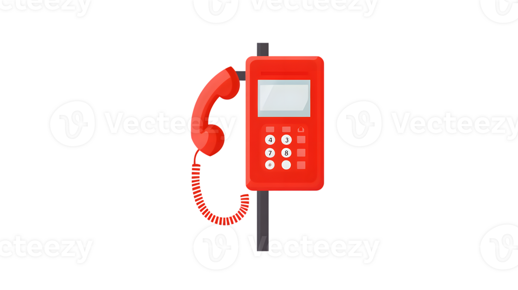 Red Public Telephone with Keypad and Display for Communication Needs png