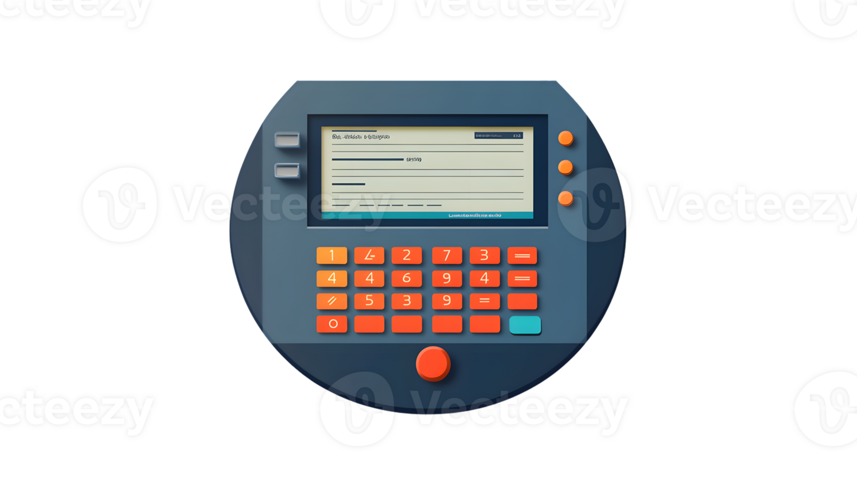 Retro Calculator Interface with Numeric Keypad and Display Screen for Vintage Technology Design png
