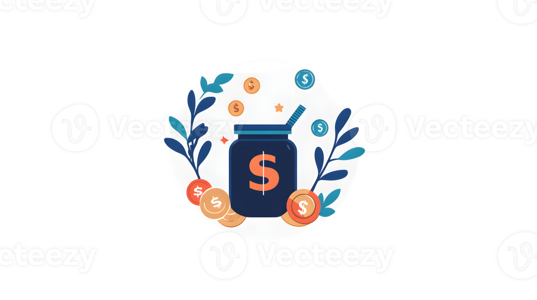 Saving Money Concept with Coins and Jar Illustration png