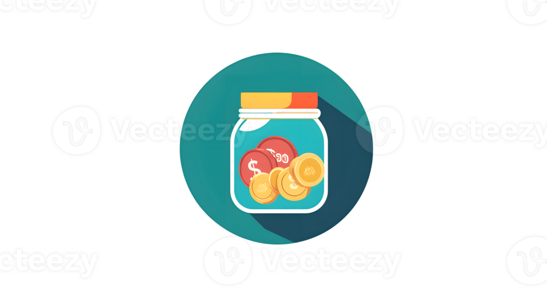 Saving Money Coins in a Jar for Financial Goals and Budgeting png