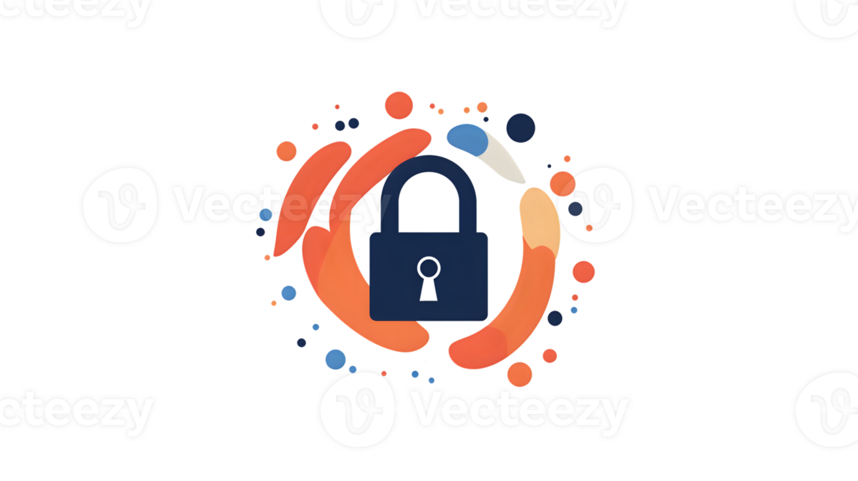 Secure Lock Icon with Vibrant Abstract Elements for Technology and Security Concepts png