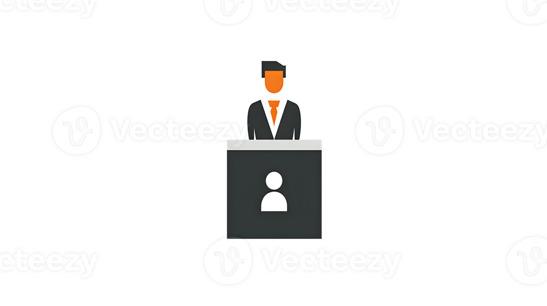 Speaker at Podium with Audience Icons Minimalist Design for Presentations Conferences and Pu png