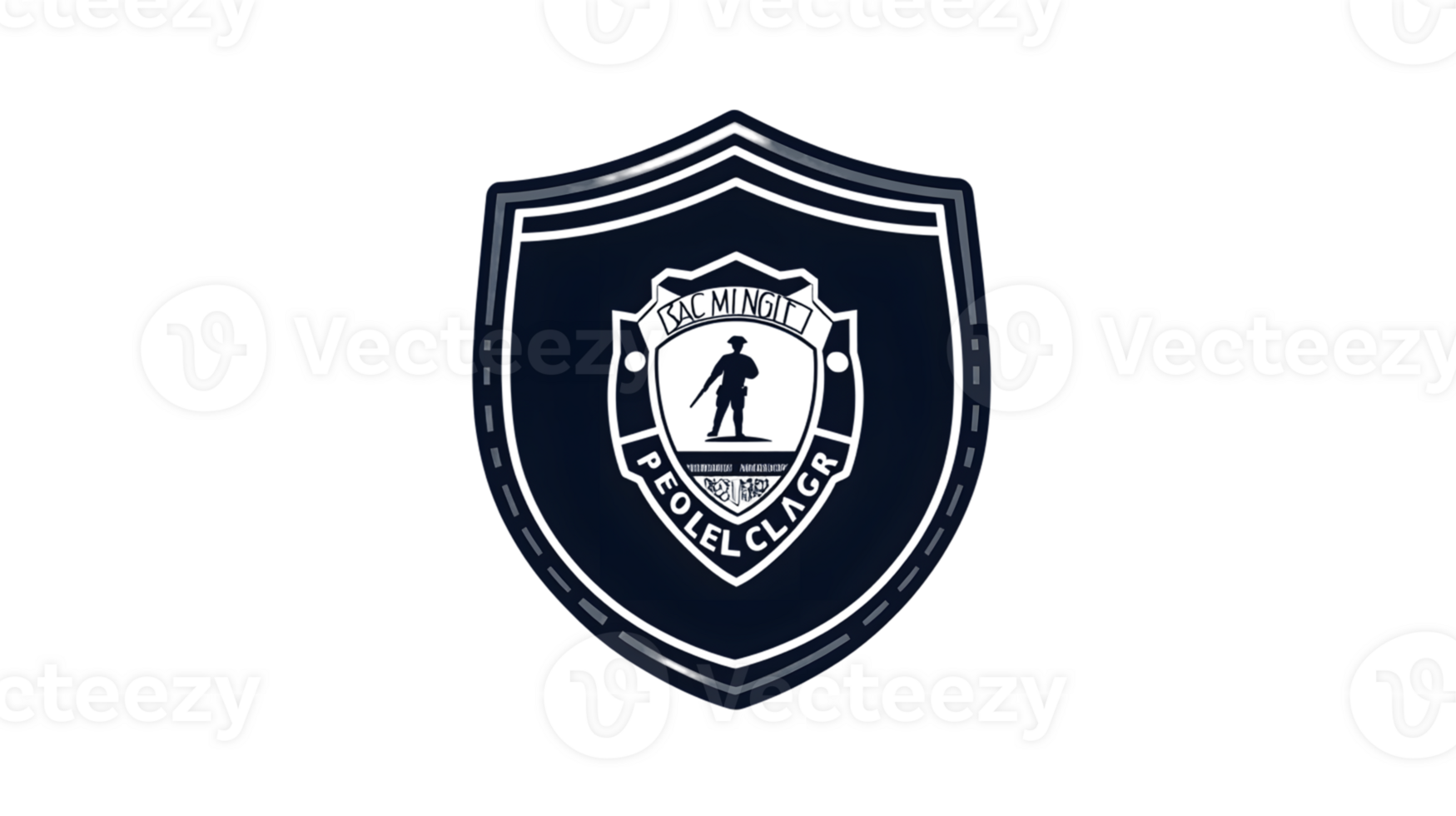 Shield Emblem with Silhouette Figure and Crown Design for Security Law Enforcement or Militar png