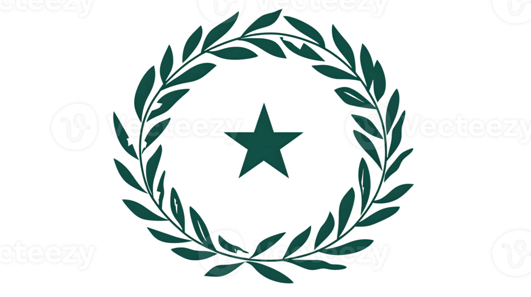 Star within a Laurel Wreath Emblem Design Teal Green png