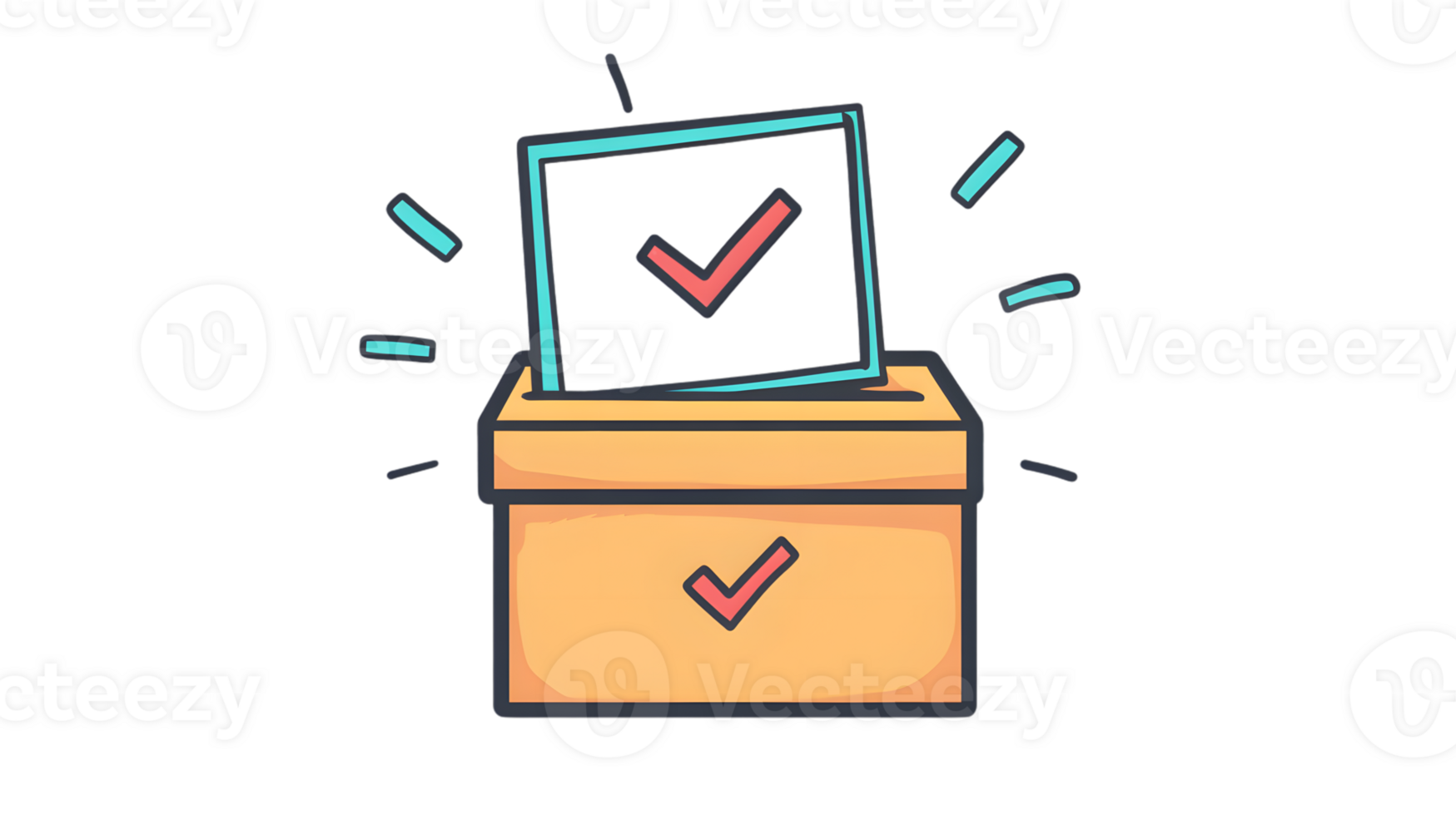 Successful Voting Process Illustrated with a Ballot Box and Checkmarks png