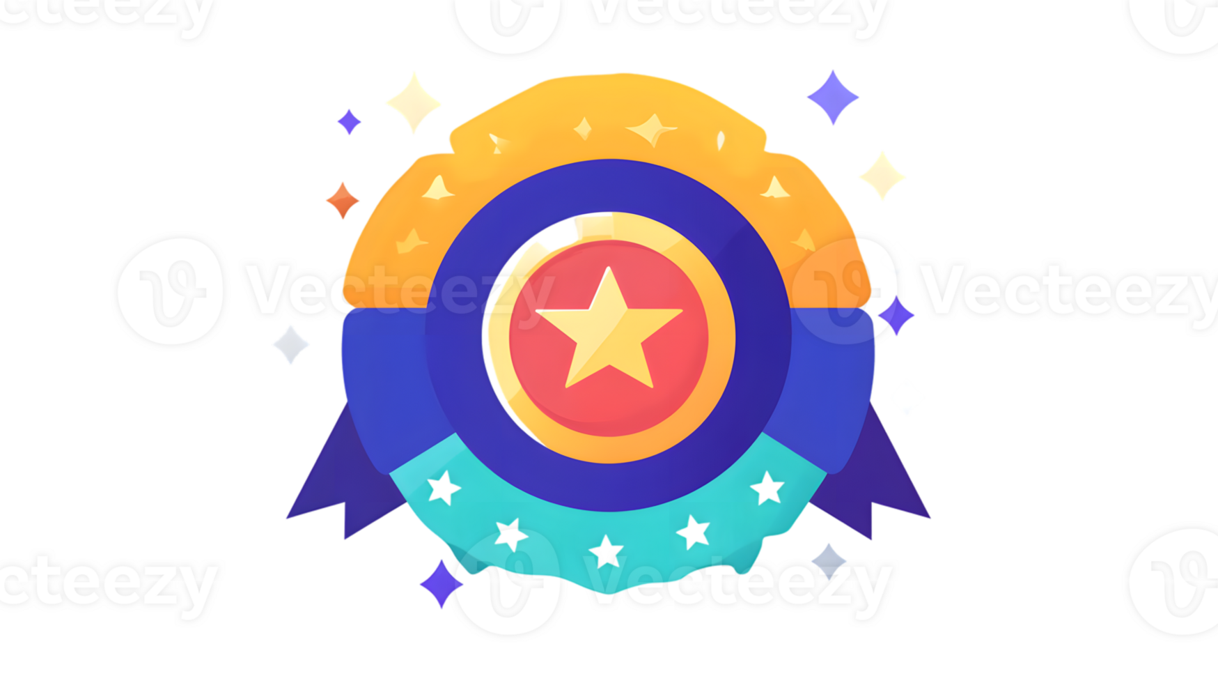 Vibrant Medal with Star and Ribbon Perfect for Achievement Awards and Celebrations png