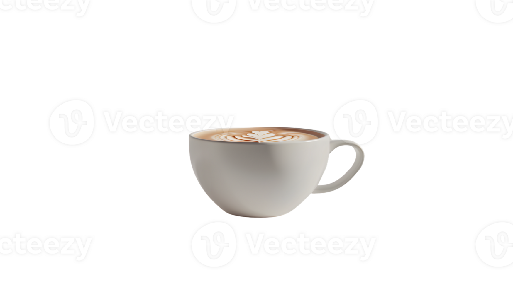 A steaming cup of coffee with latte art on a black background perfect for culinary and beverag png