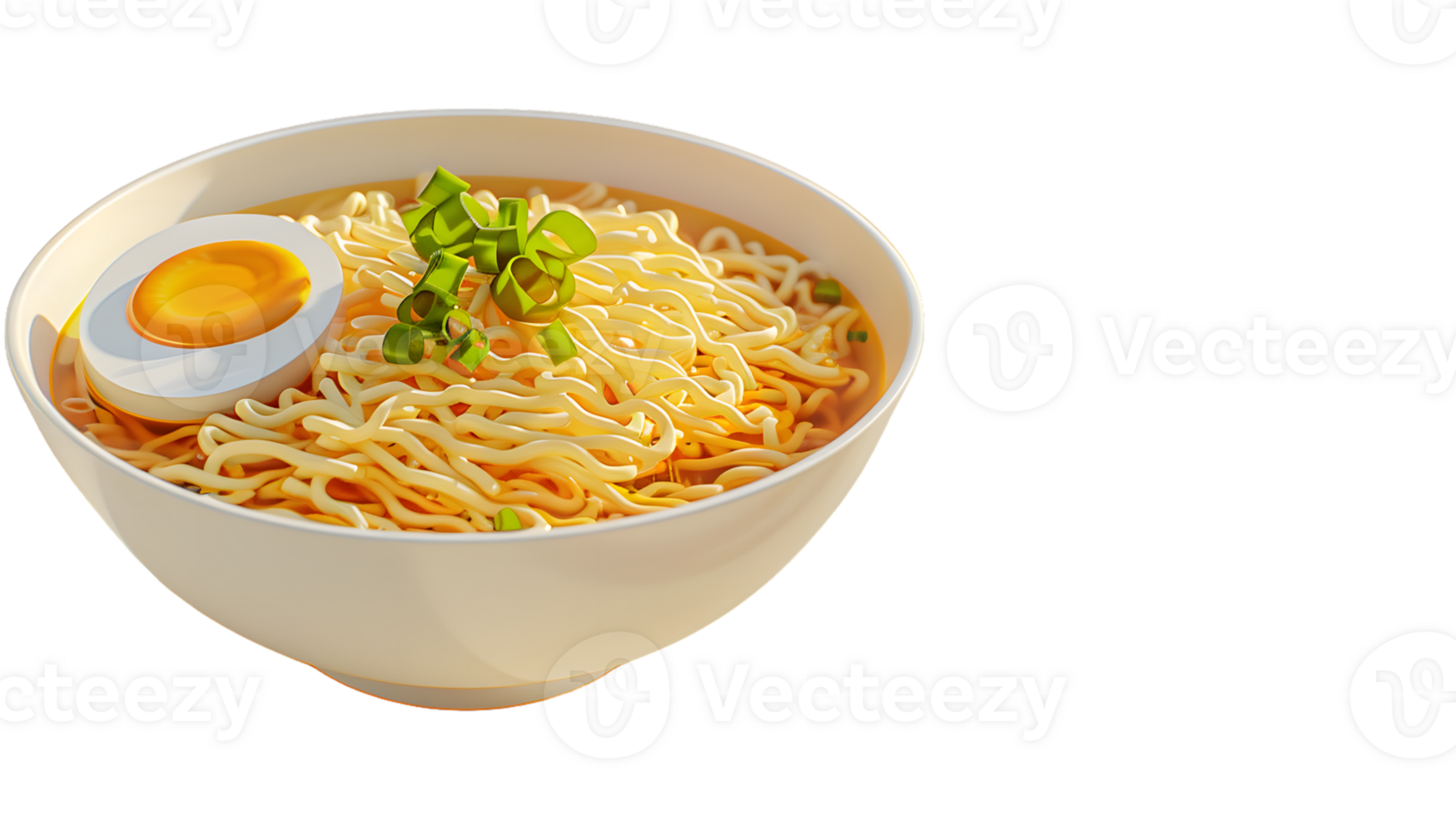 A steaming bowl of noodles with egg and green onions perfect for food photography and culinary png