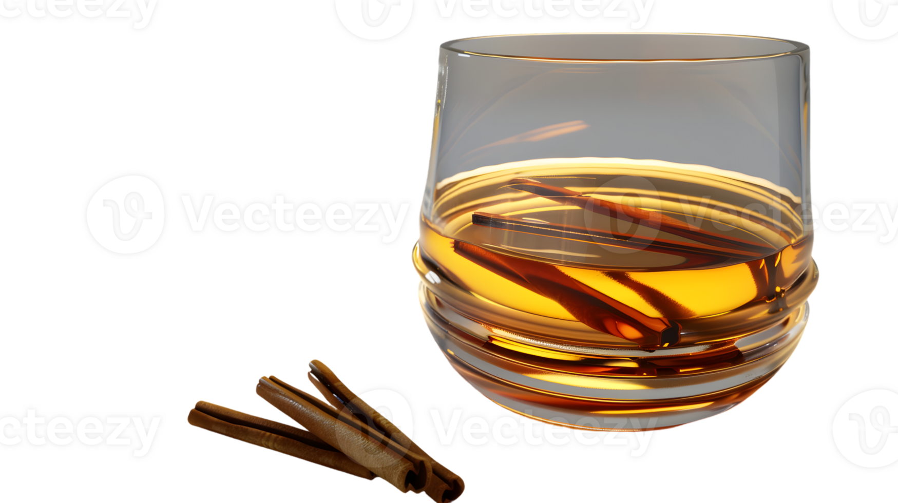 Amber Beverage in Glass with Cinnamon Sticks Perfect for Culinary Drink and Lifestyle Photog png