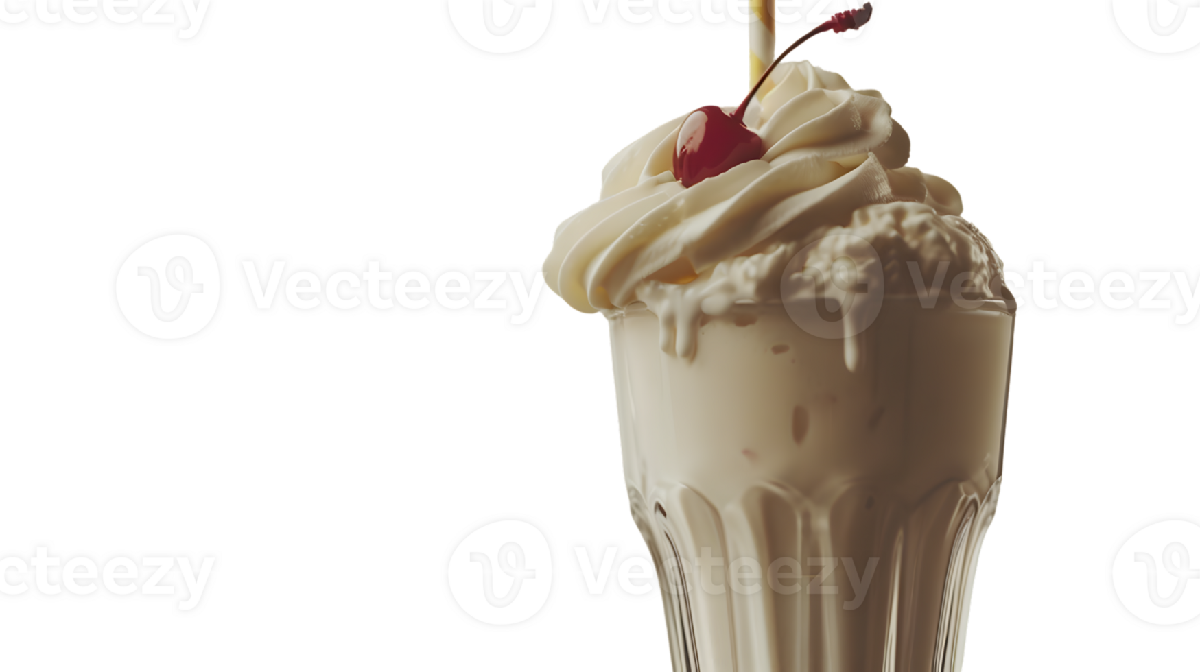 Delicious Vanilla Milkshake with Whipped Cream and Cherry Toppin g png