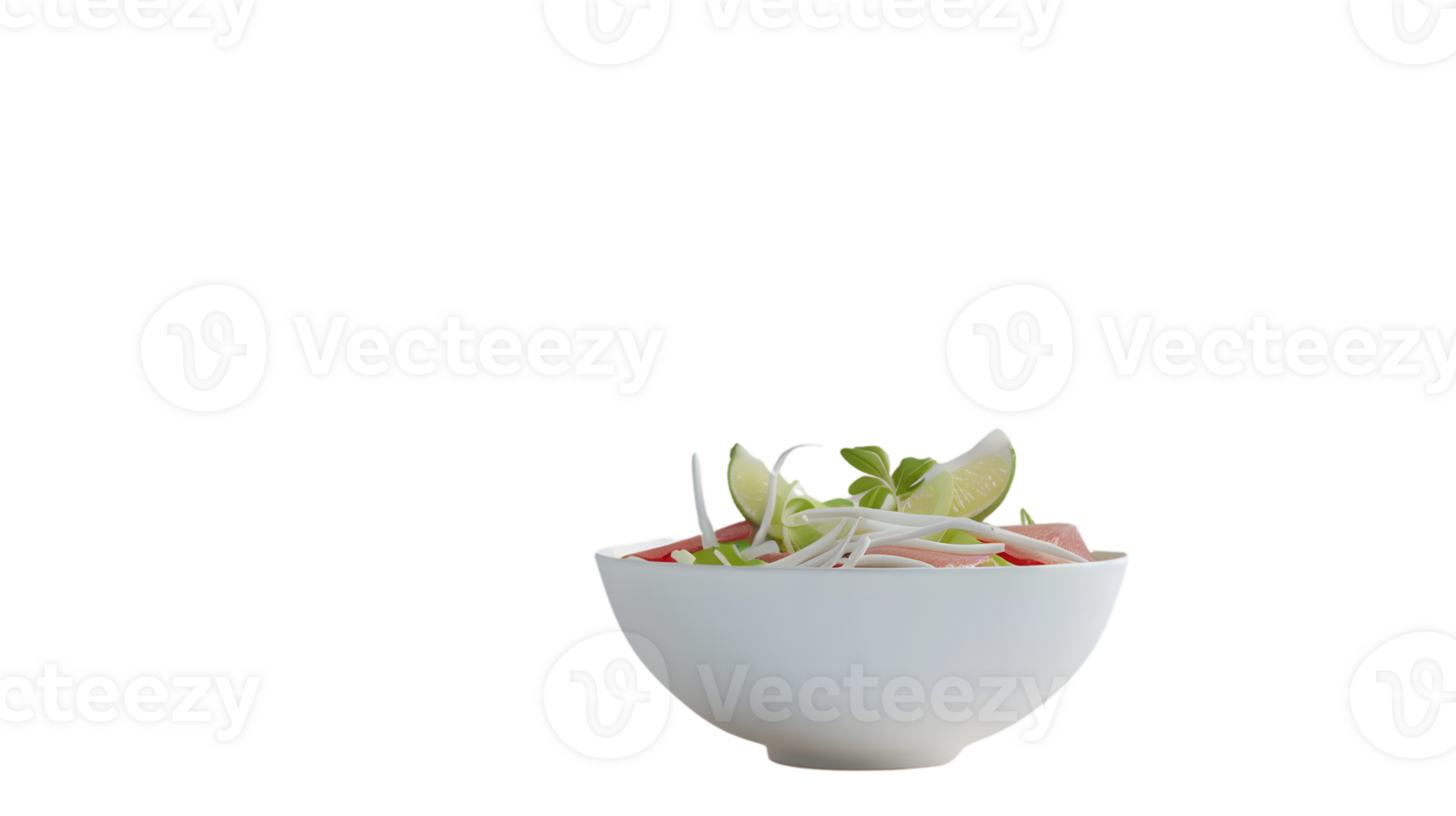 Fresh and Healthy Salad in a White Bowl with Citrus Garnish png