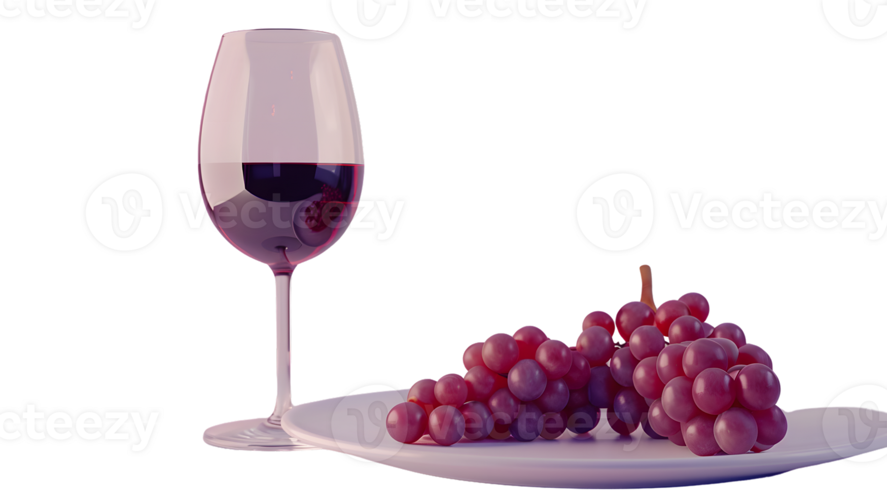 Elegant Wine Glass and Fresh Grapes on a Plate Perfect for Culinary and Beverage Themes png