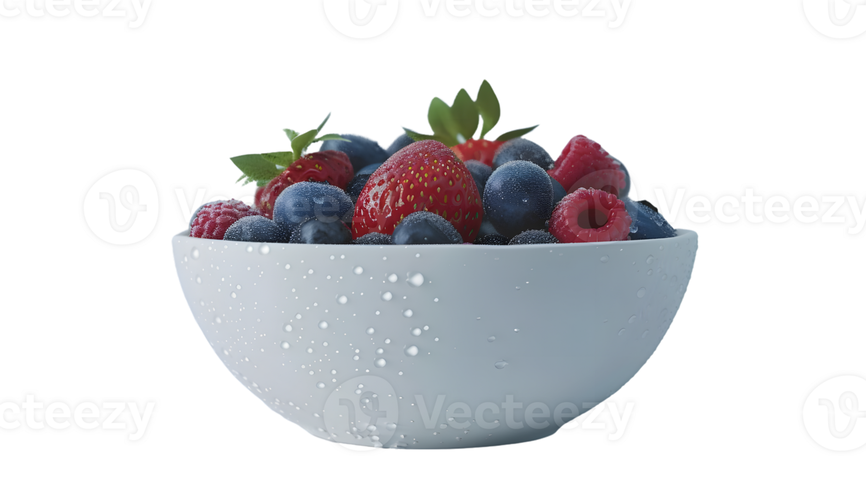 Fresh Berries in a Dewy Bowl A Vibrant and Healthy Snack Display png