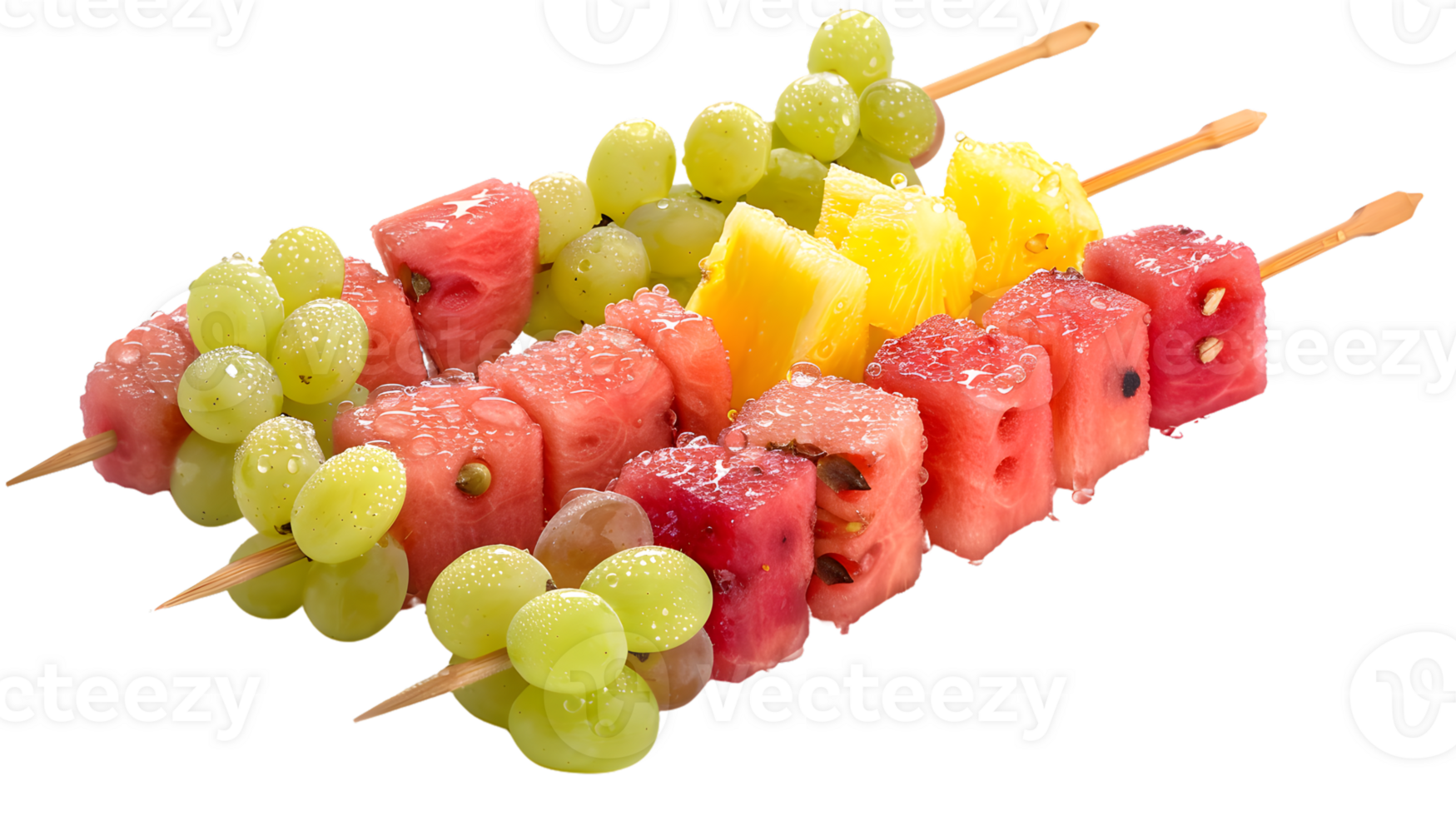 Fresh Fruit Skewers with Watermelon Grapes and Pineapple for Healthy Snacks and Party Decorat png