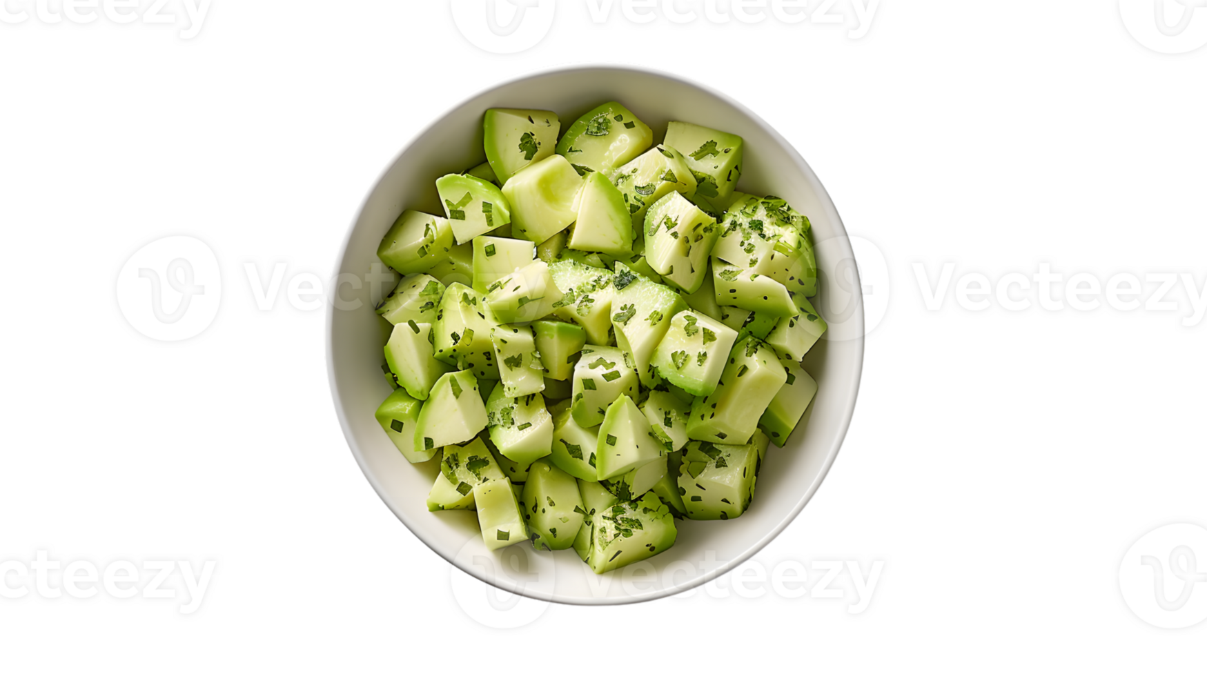 Freshly Chopped Green Vegetables in a Bowl Garnished with Herbs for Healthy Eating and Culinar png