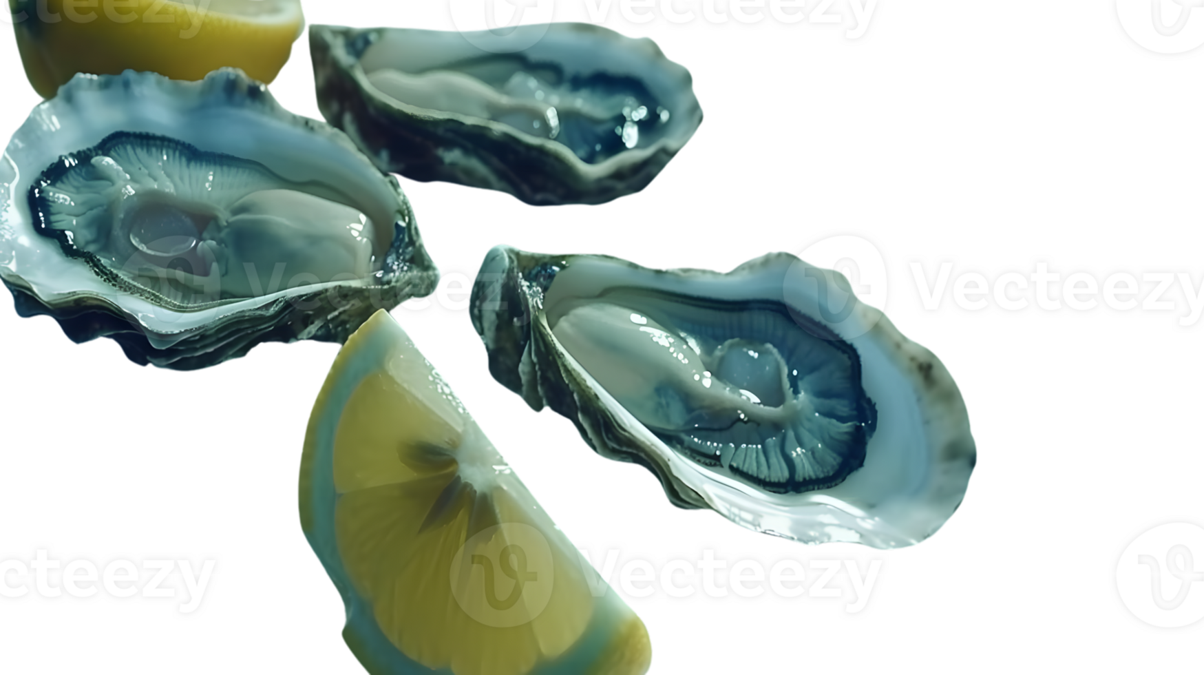 Freshly Served Seafood Delight Open Shells with Citrus Garnish for Culinary and Food Photograp png