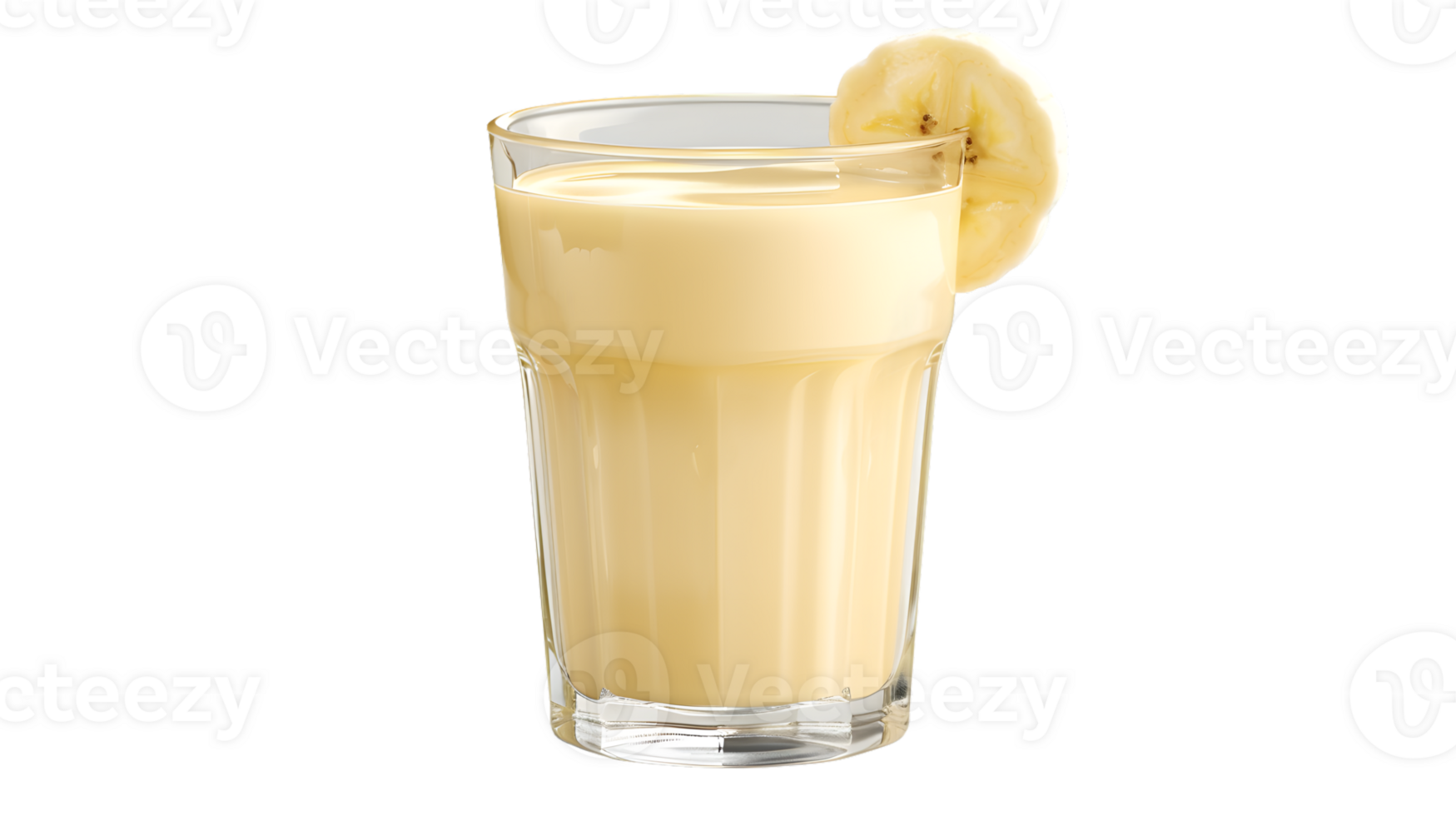 Refreshing Banana Smoothie in a Glass with Sliced Garnish png