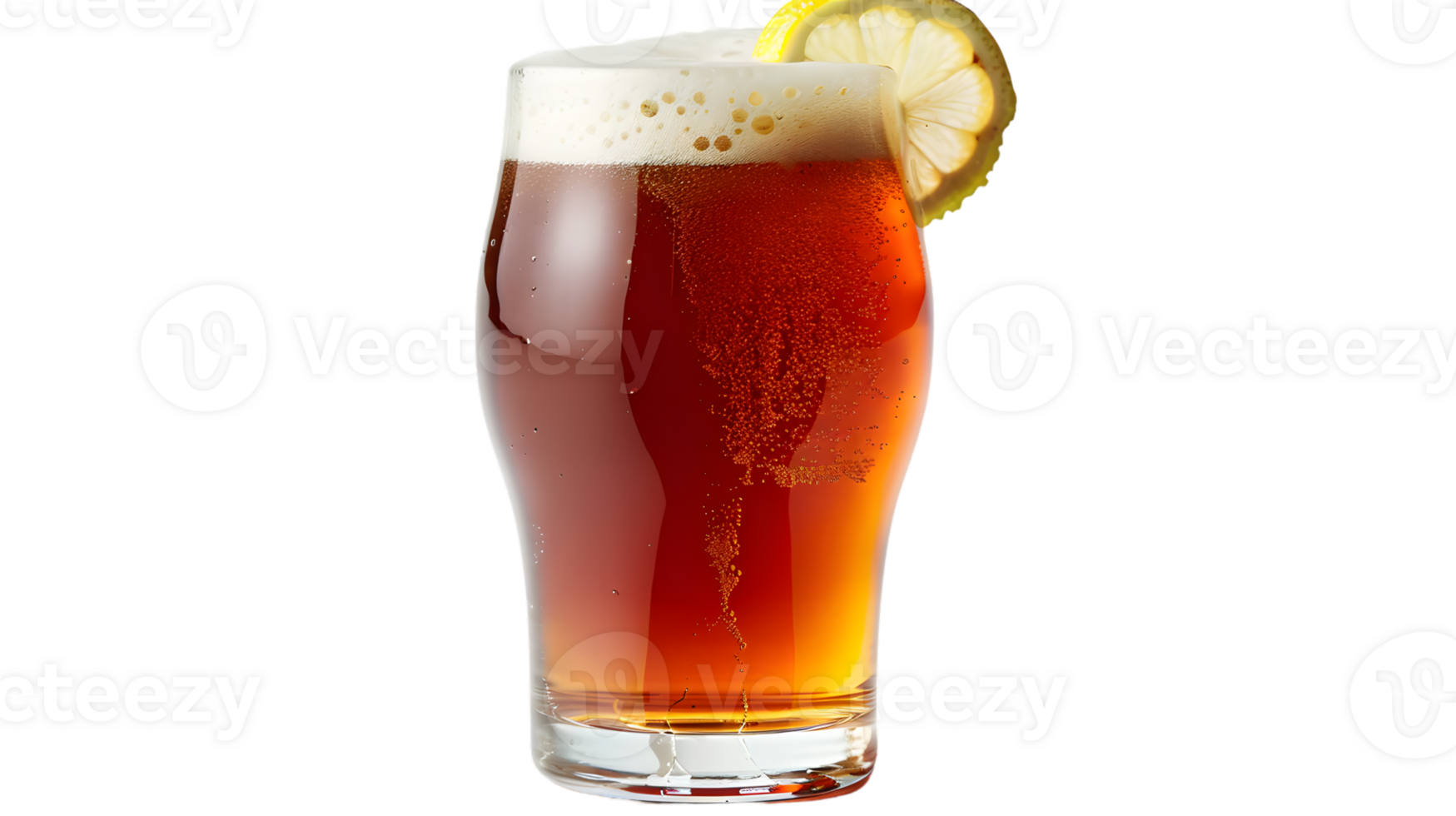 Refreshing Amber Ale with Lemon Garnish in a Pint Glass Perfect for Beverage Photography and M png