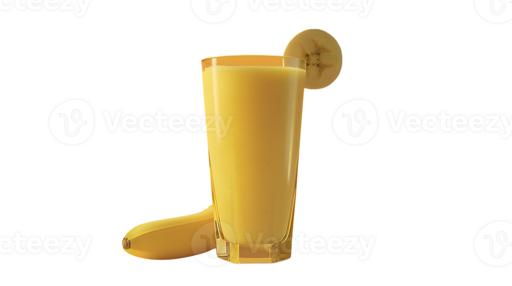 Refreshing Banana Smoothie in a Glass with Sliced Garnish and Whole Fruit Beside Ideal for Hea png
