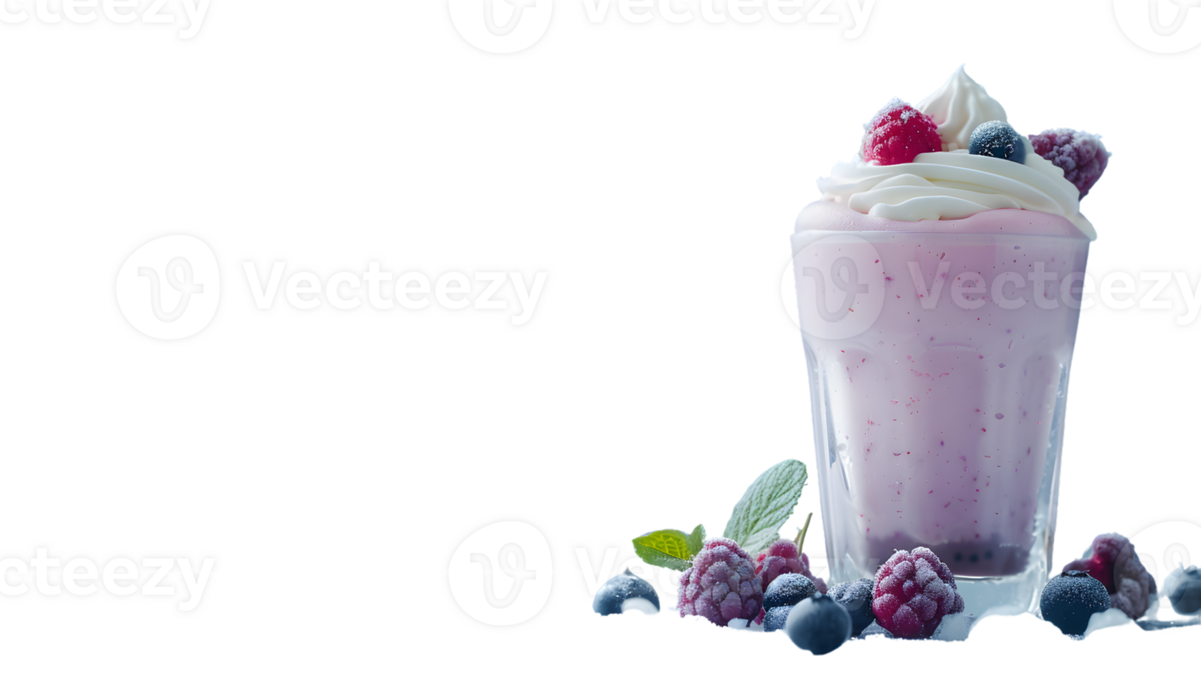 Refreshing Berry Smoothie with Whipped Cream and Frozen Berries png